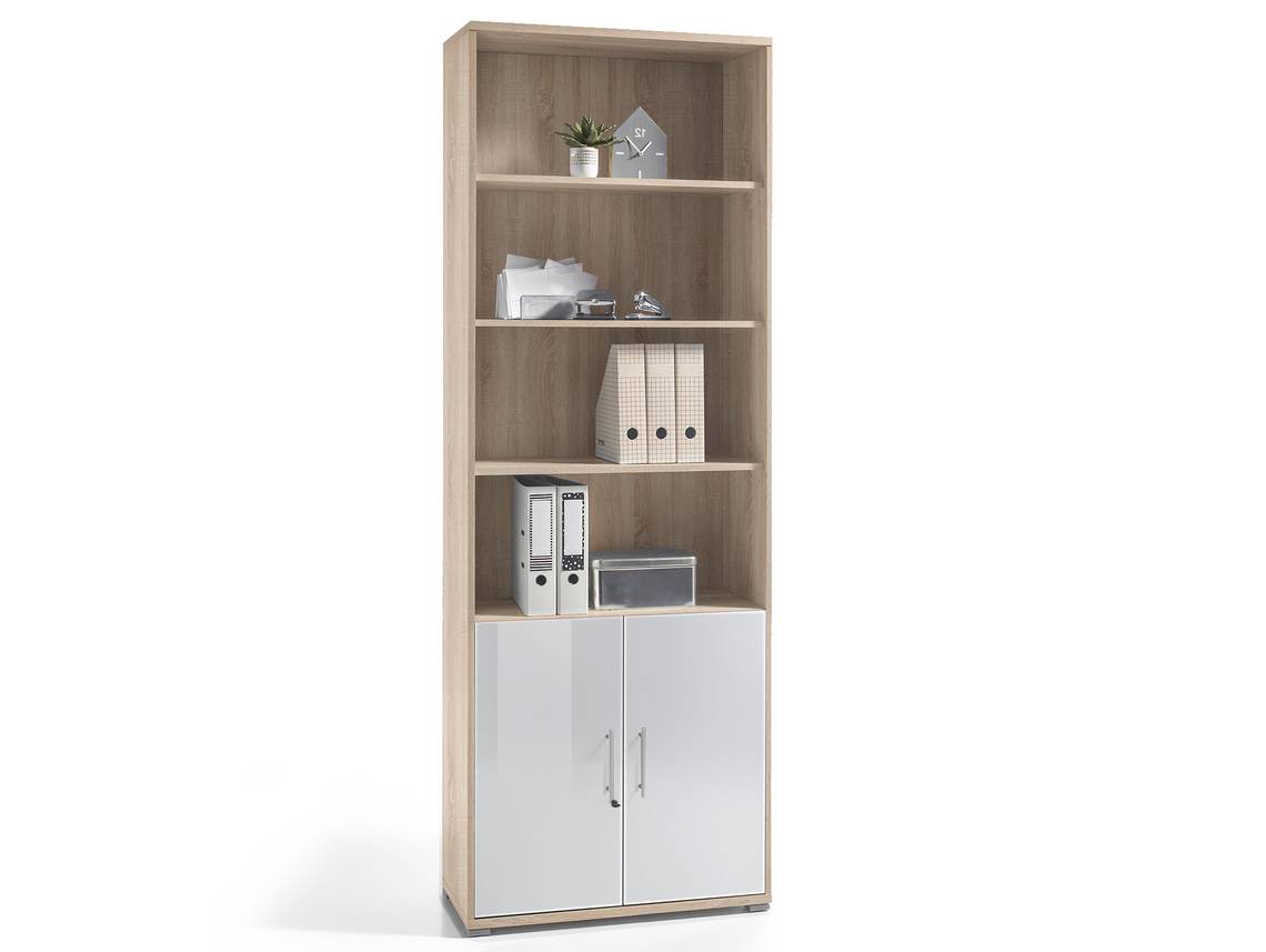 OFFICE DELUXE Büroschrank/RegaL, Material Dekorspanplatte/Glas, Eiche
