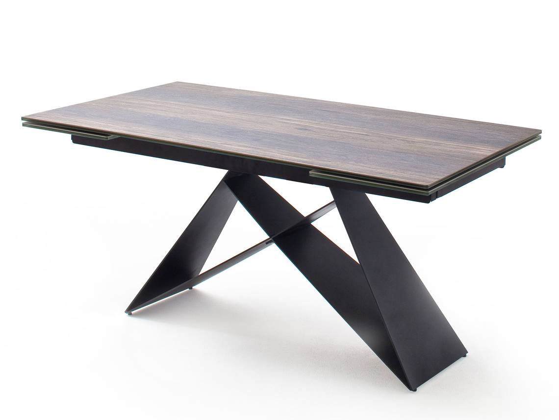 Kajan Esstisch 160 240x90 Cm Material Glas Metall Holzfarbig Schwarz Matt