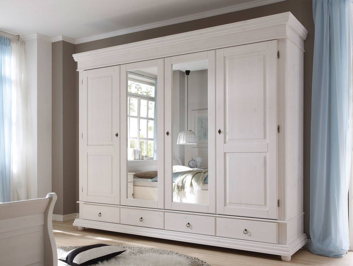 OXFORD Kleiderschrank / Massivholzschrank 4trg, Material Massivholz