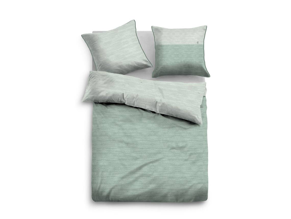 TOM TAILOR Bettwäsche Melange Satin Grün 135x200+80x80