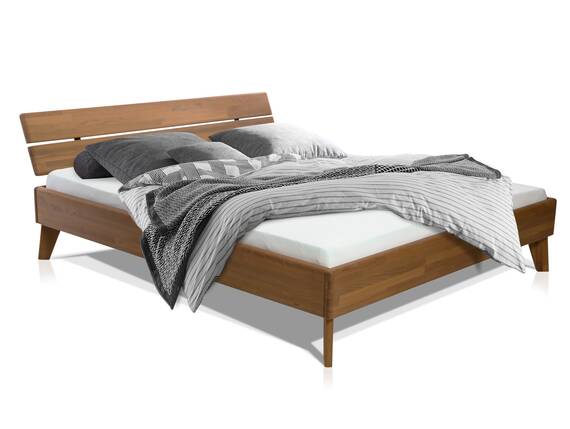 CALIDO 4-Fuß-Bett mit Kopfteil, Material Massivholz, Buche nussbaumfarbig gedämpft 140 x 200 cm | Unbehandelt DETAIL_IMAGE