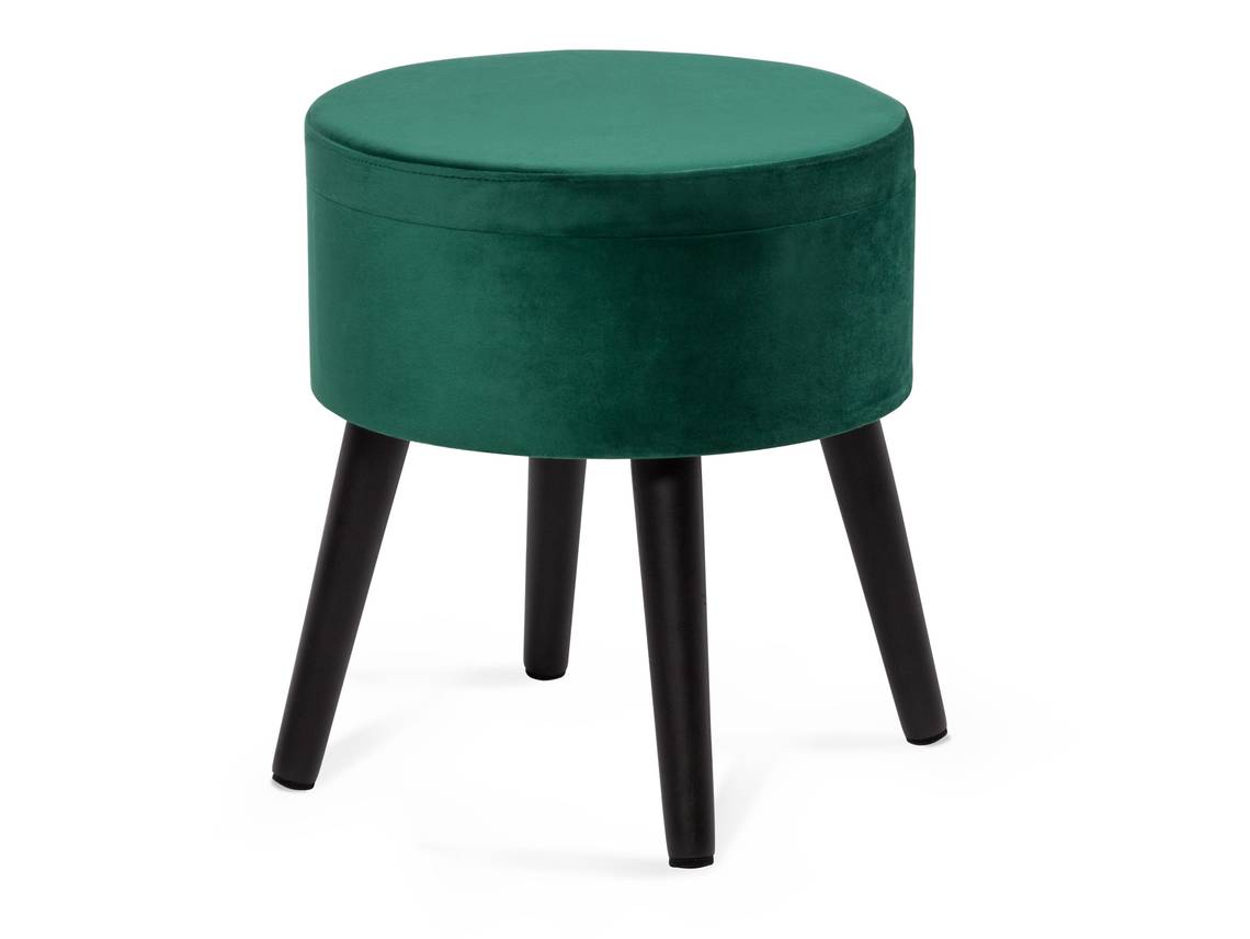 POUFO Hocker mit Stauraum, rund, Bezug Samt, Füsse schwarz