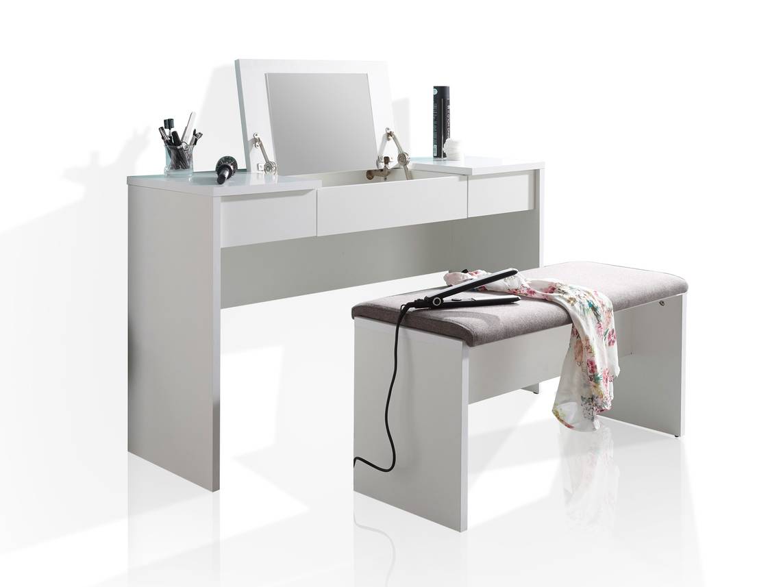 LIPS Schminktisch mit Bank Material Dekorspanplatte weiss