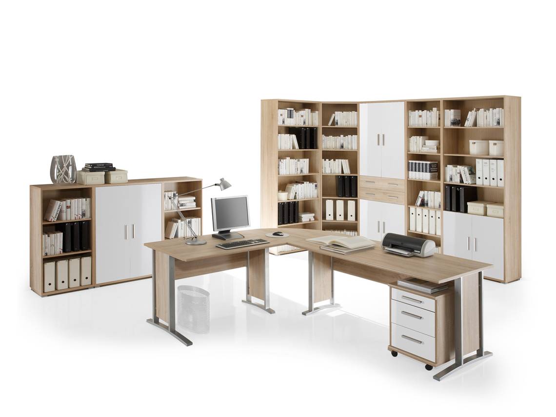 Office Line Heimburo 9tlg Material Dekorspanplatte Eiche Sonomafarbig Weiss