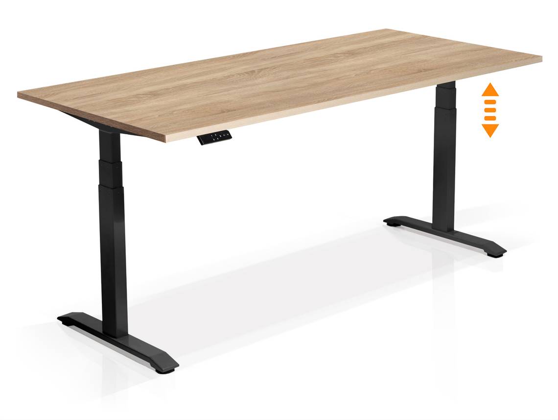 OFFICE ONE elektrisch höhenverstellbarer Schreibtisch / Stehtisch, Material Dekorspanplatte
