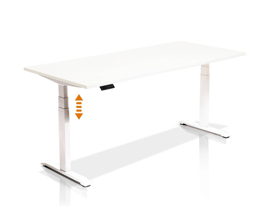 Office One Elektrisch Hohenverstellbarer Schreibtisch Stehtisch Material Dekorspanplatte 120x80 Cm Weiss Weiss