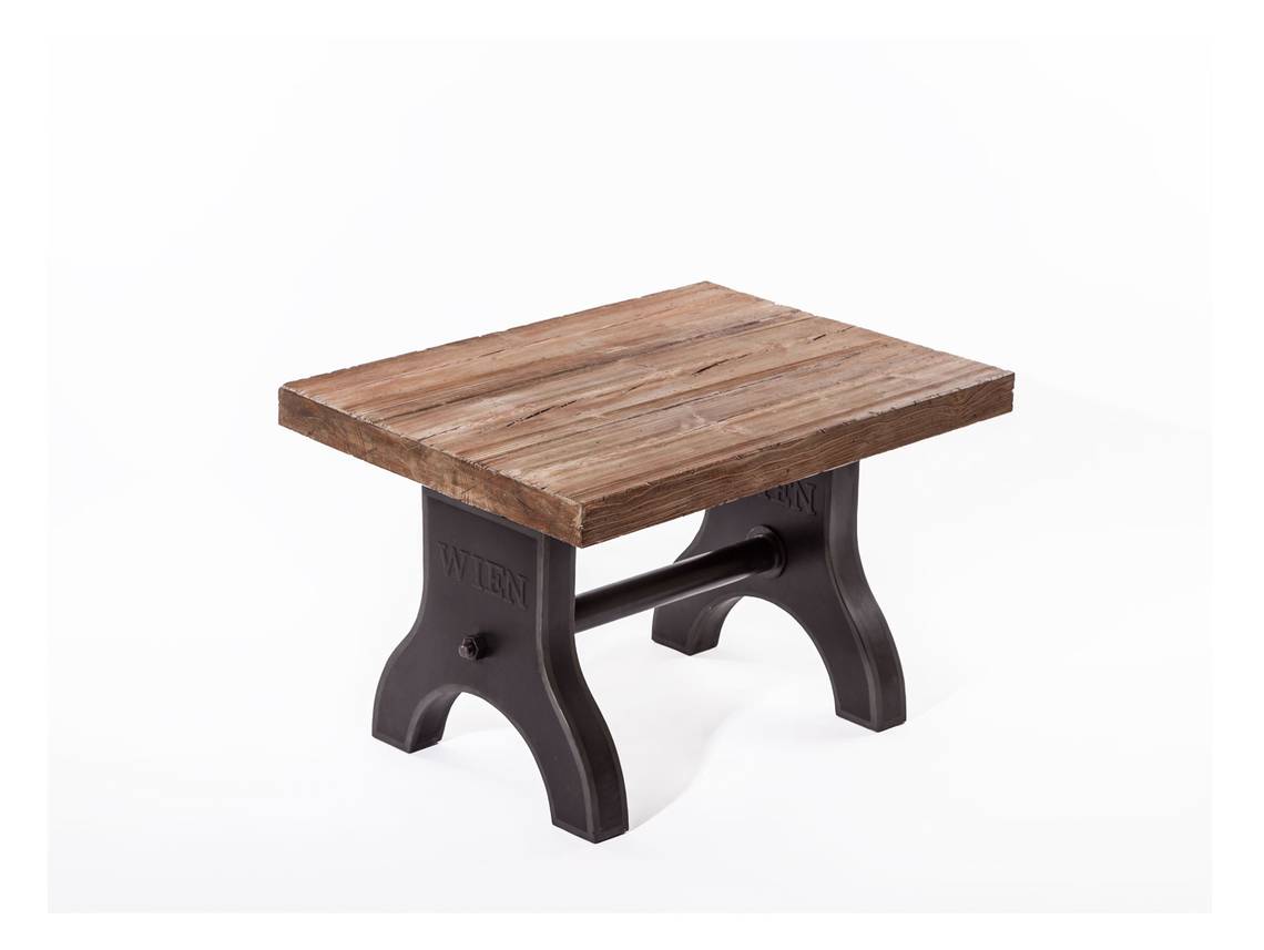 Hades Couchtisch Gestell Gusseisen Platte Massivholz Altholz Optik 60 X 80 Cm Braun
