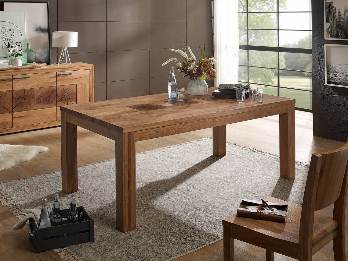 Winston Esstisch Material Massivholz Wildeiche Massiv Mit Hirnholz 160 X 90 Cm