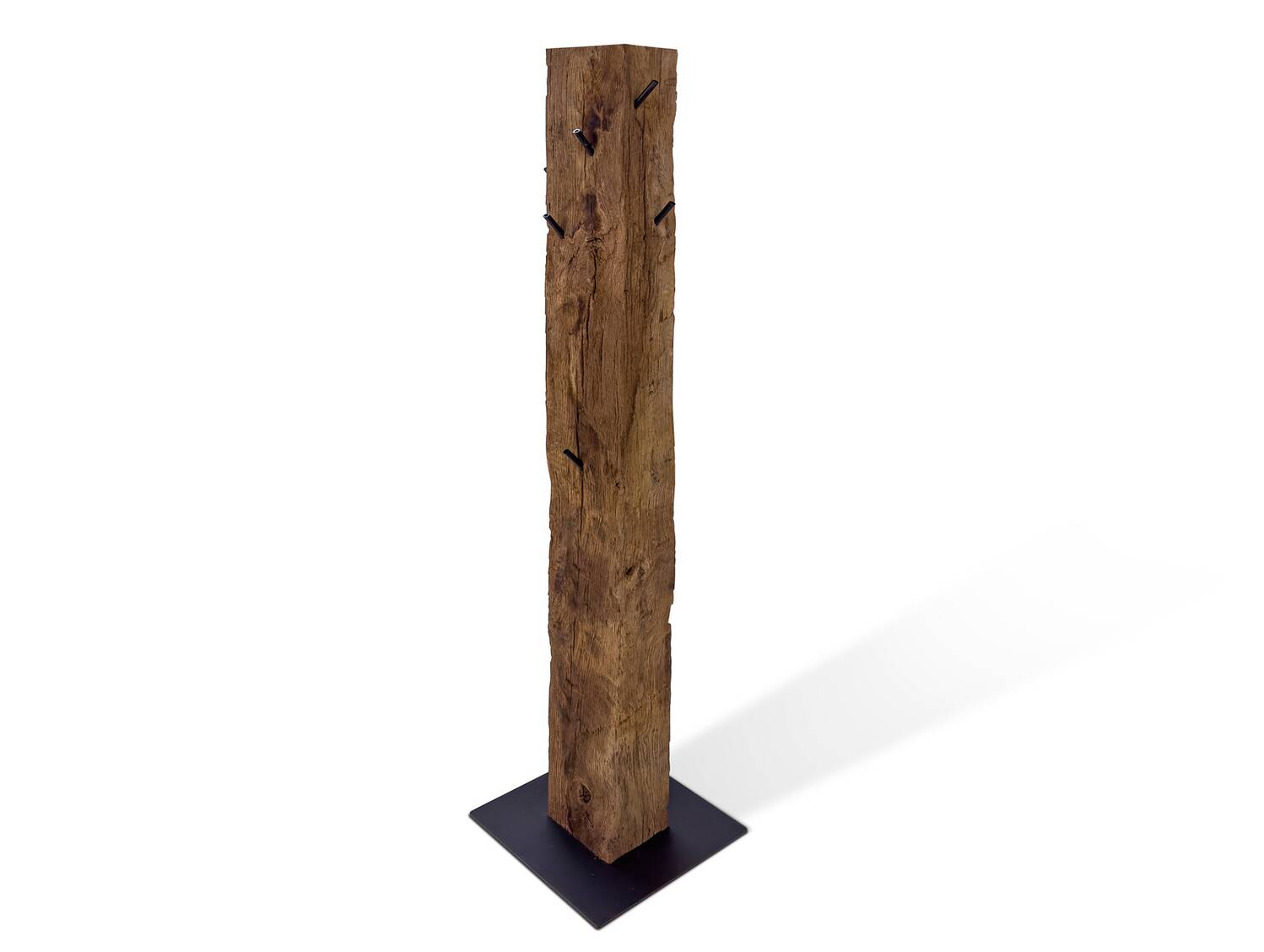 Garderobenständer aus Eiche-Altholz, Material Massivholz, rustikale Strukturoberfläche 130 cm