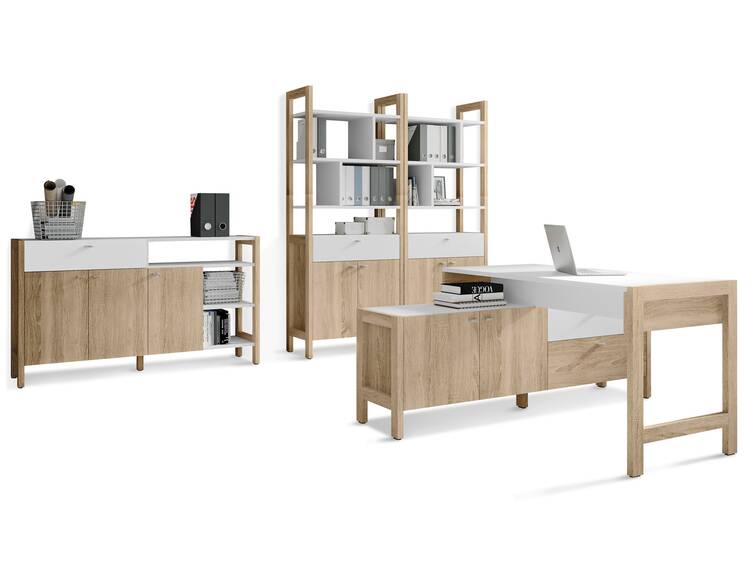 HALDO Komplettbüro, Material Dekorspanplatte, Eiche sonomafarbig/weiss  DETAIL_IMAGE