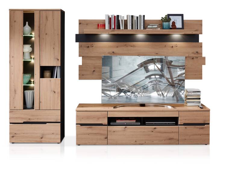 MAILAND Wohnwand, Material MDF, Artisan eichefarbig  DETAIL_IMAGE