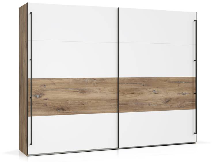 KACY Schiebetürenschrank, Material Dekorspanplatte, Flagstaff Eichefarbig/Weiß 270 cm DETAIL_IMAGE