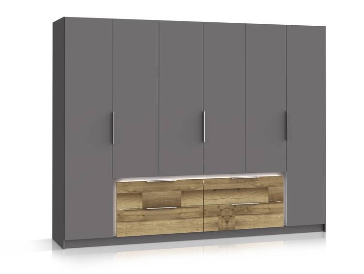 LURANO Drehtürenschrank, Material Dekorspanplatte grau/eichefarbig DETAIL_IMAGE