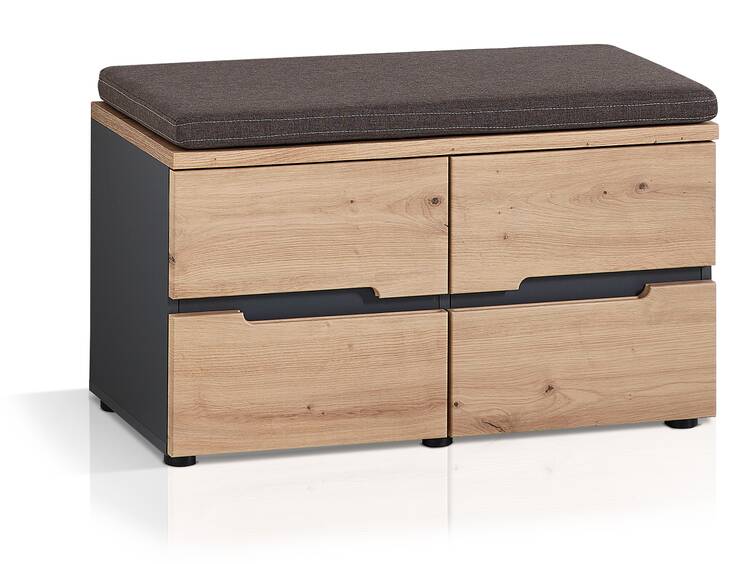 MAILAND Garderobenbank, Material Dekorspanplatte, Artisan Eiche Nachbildung, graphitfarbig  DETAIL_IMAGE