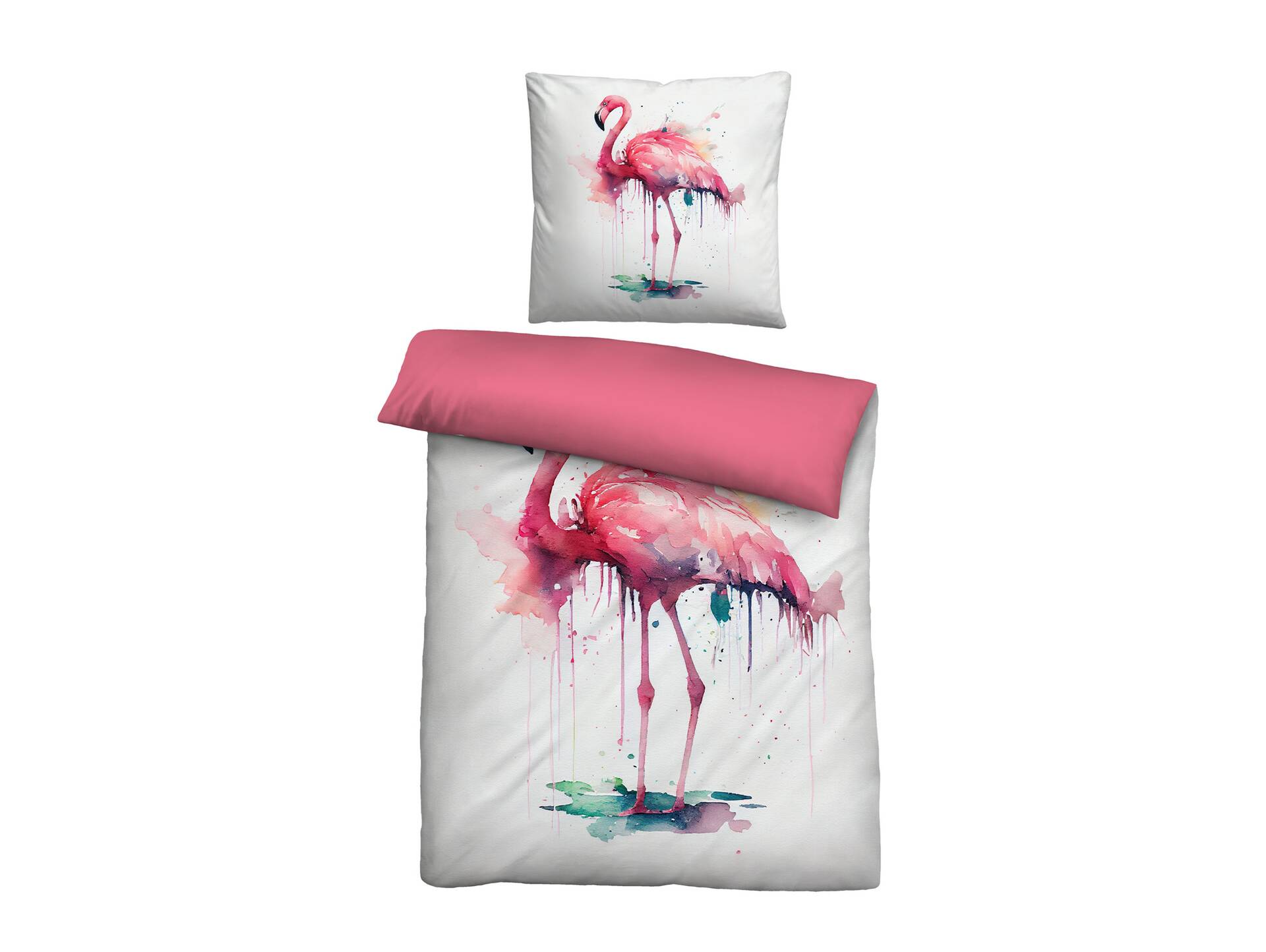 BIBERNA Linon Bettwäsche 135x200+80x80 Flamingo koralle 
