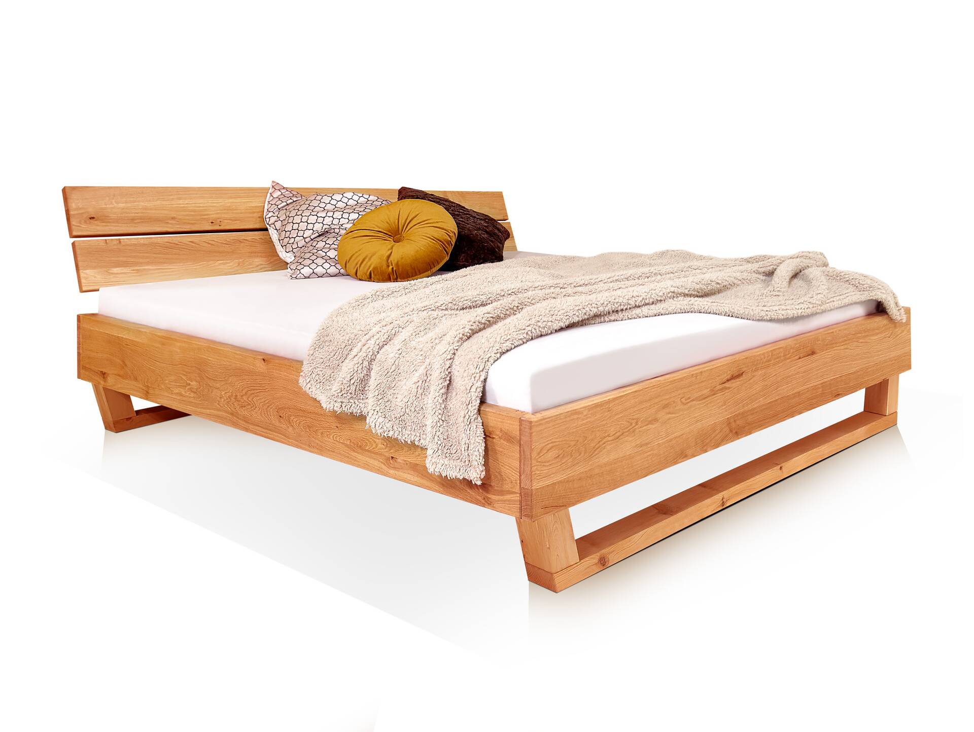 DAKONA Holz-Kufenbett mit Kopfteil, Material Massivholz 120 x 200 cm | Buche unbehandelt