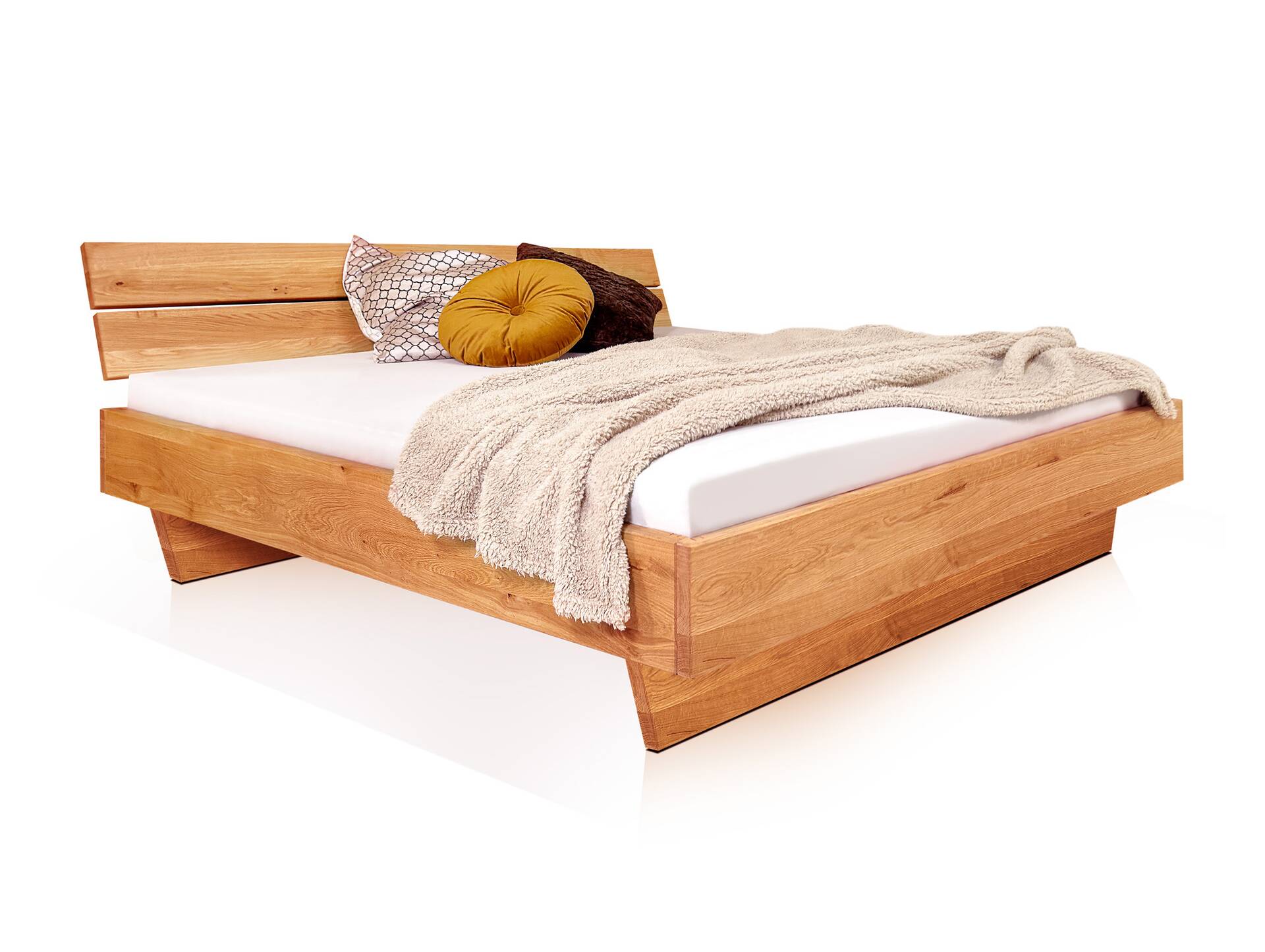 DAKONA Wangenbett mit Kopfteil, Material Massivholz 120 x 200 cm | Buche unbehandelt