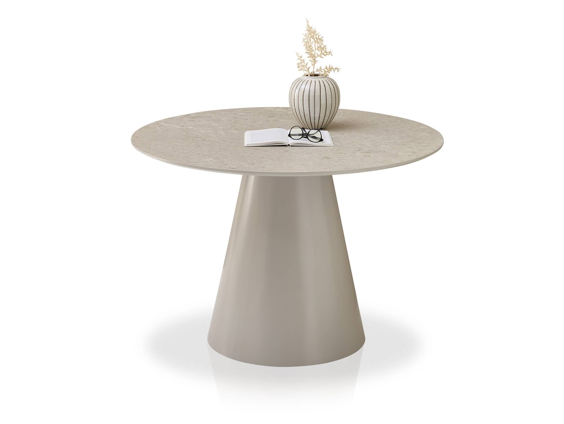 GIANNI Esstisch rund, Material MDF, Steinoptik, grau 