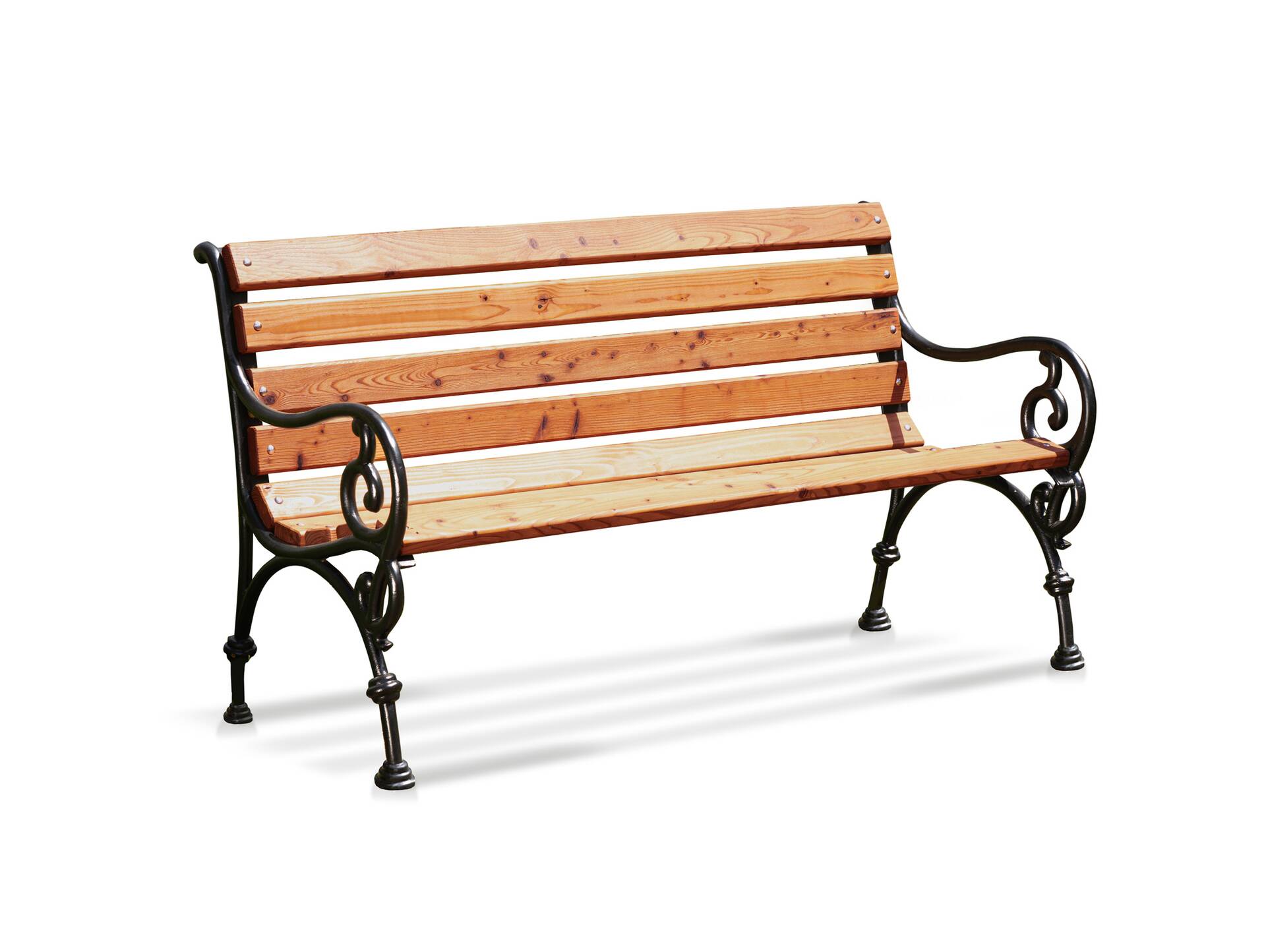 GODENA Gartenbank, Material Massivholz Lärche, Metallgestell schwarz 180 cm
