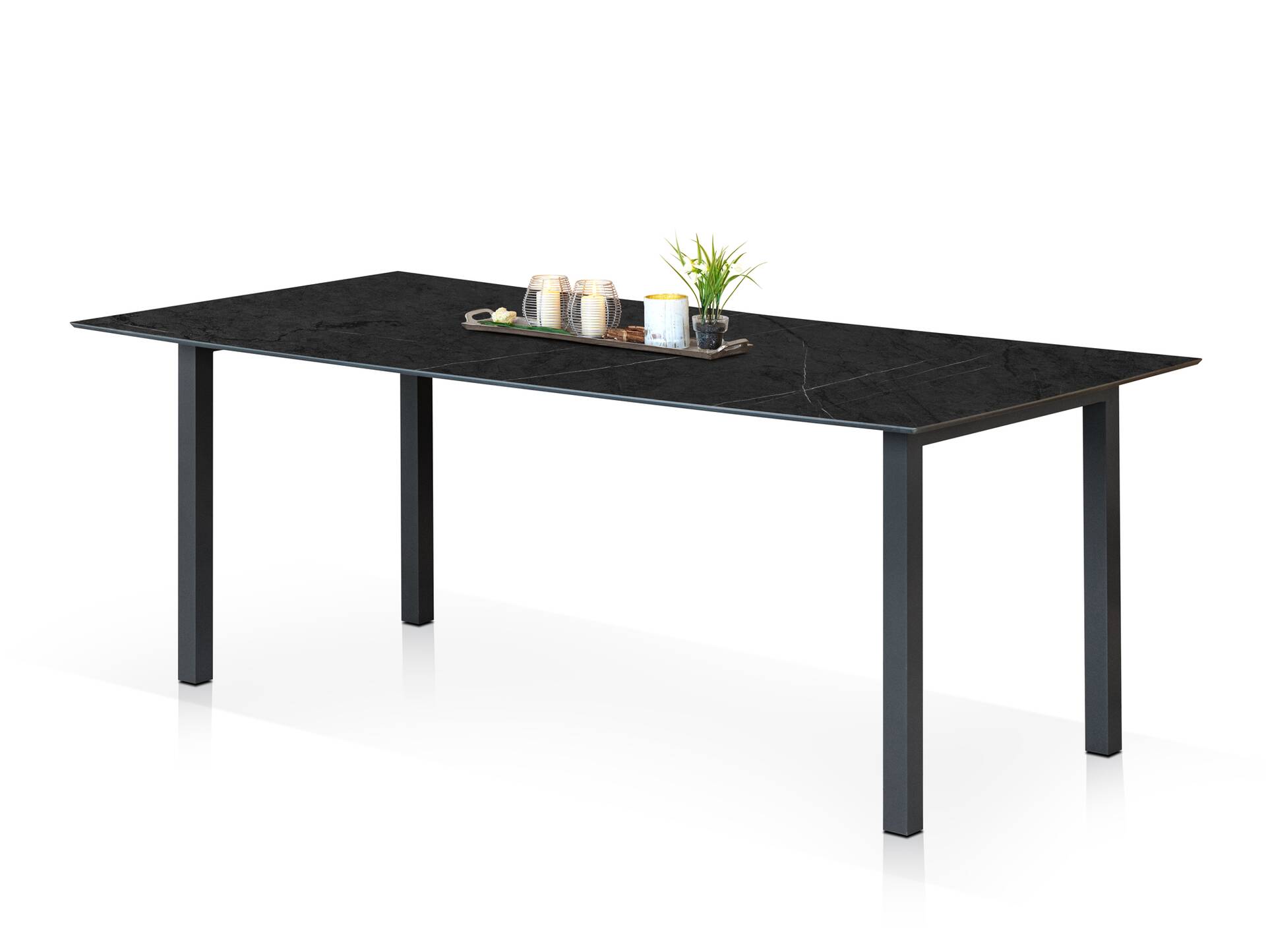 DOLOMIT Gartentisch/Esszimmertisch, Material HPL / Aluminium 200 cm | 80 cm | schwarz/dunkelgrau
