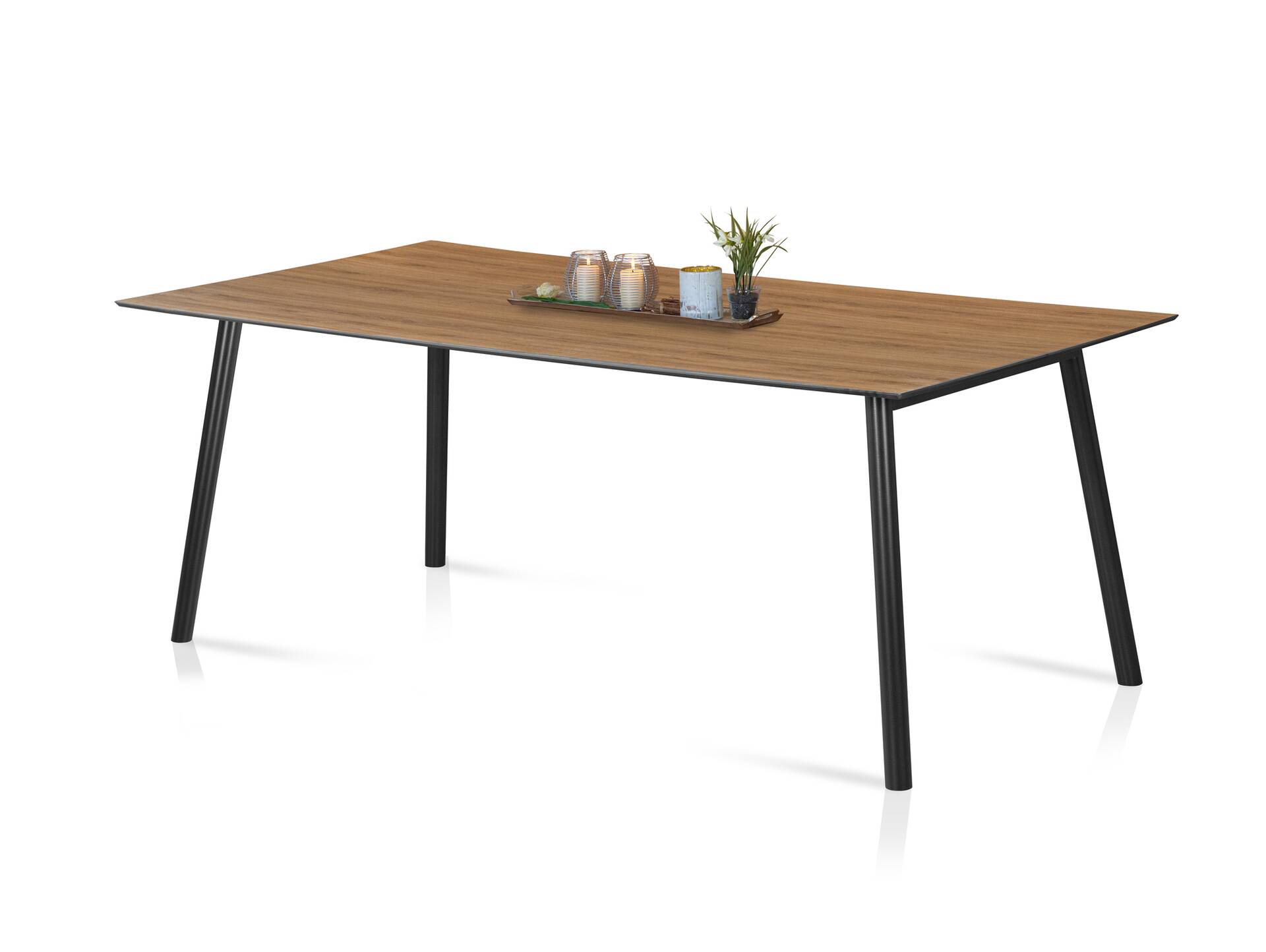 Alpstein Esstisch / Gartentisch, Material HPL/Aluminium 140 cm | 80 cm | Eichefarbig