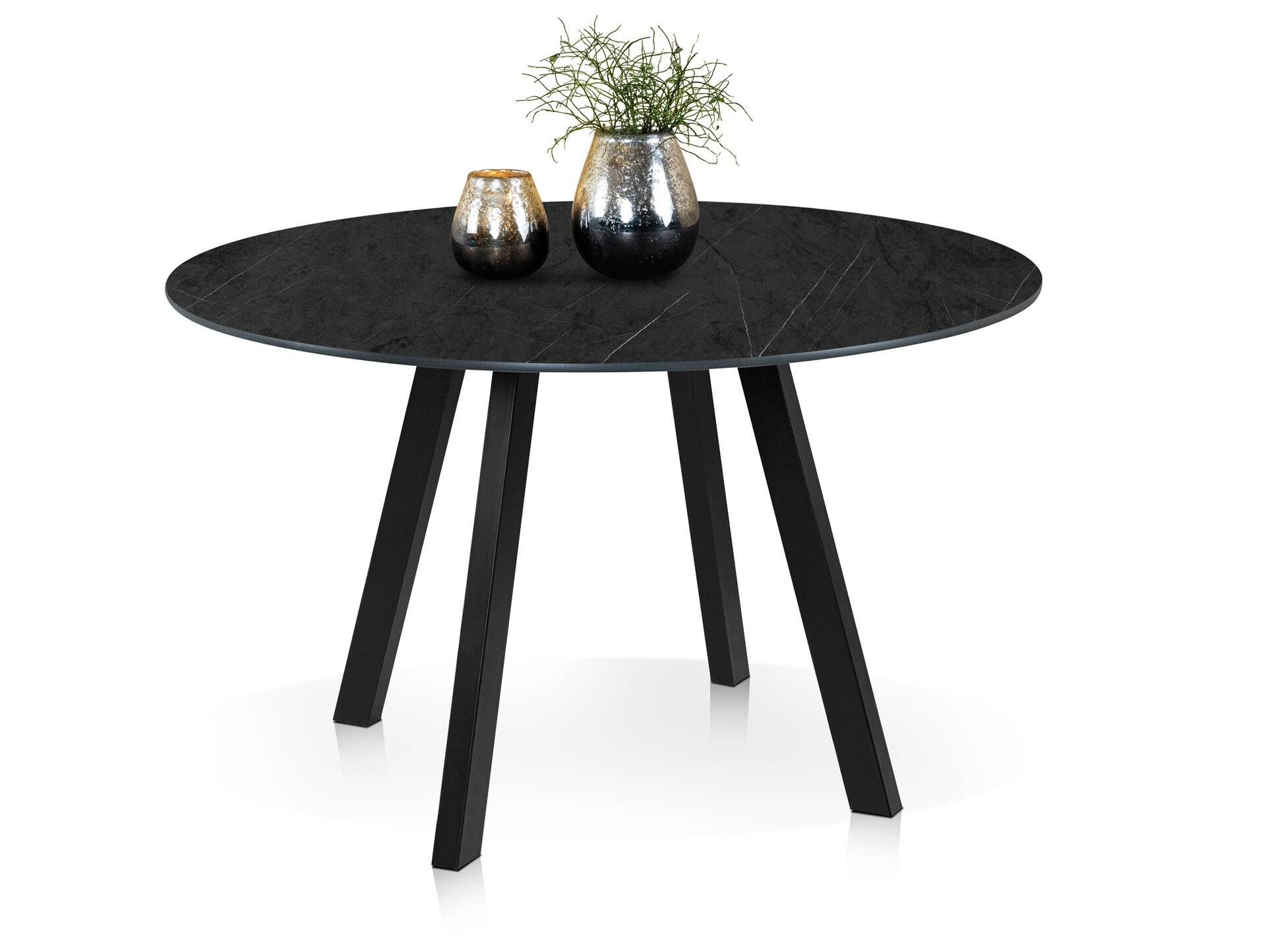 Levent Esstisch rund, Material HPL / Metall 80 cm | Dunkelgrau