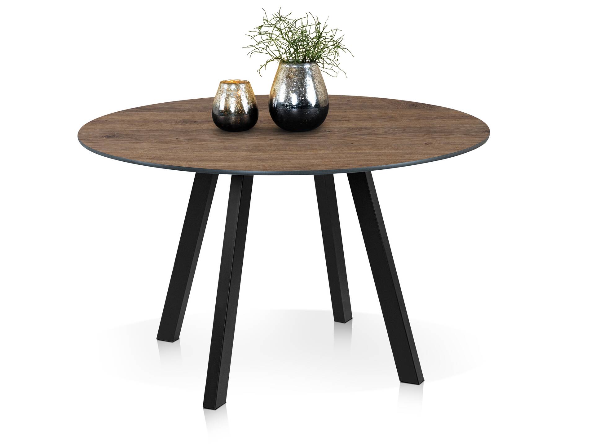 Levent Esstisch rund, Material HPL / Metall 80 cm | Eichefarbig