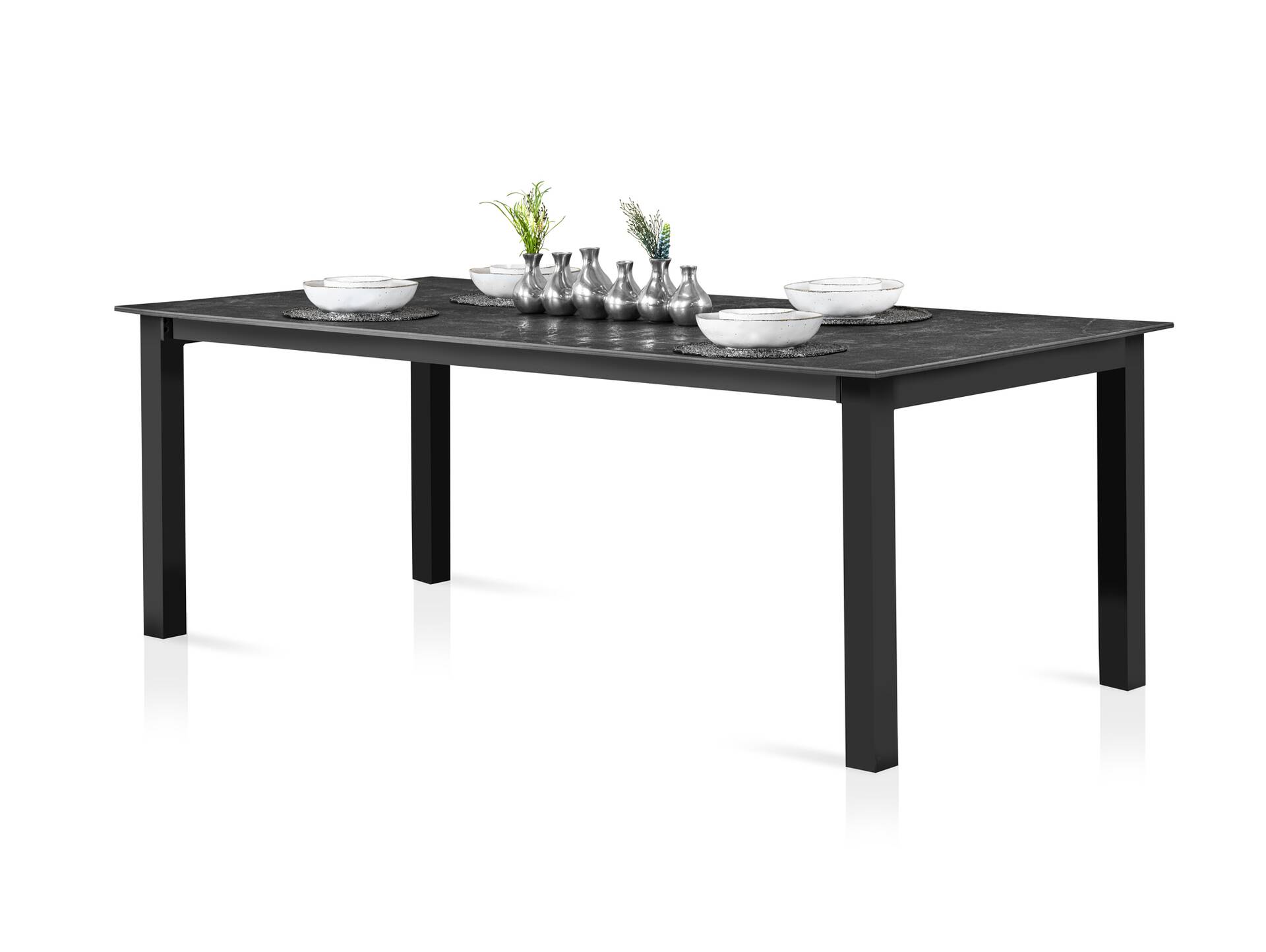 MONTARO XL Gartentisch ausziehbar, Material HPL / Metall, 210/300x100 cm Dunkelgrau