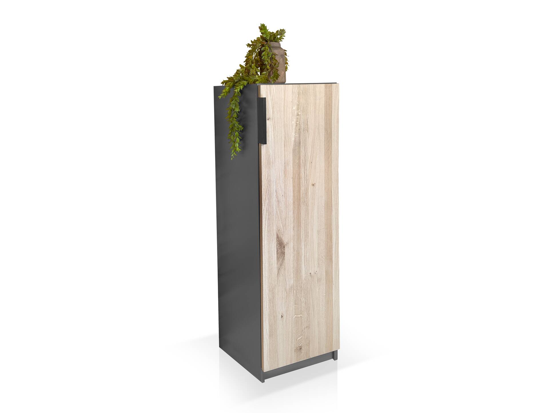 OFFICE OAK Aktenschrank II, Material teilmassiv, Eiche/graphitfarbig Türanschlag rechts