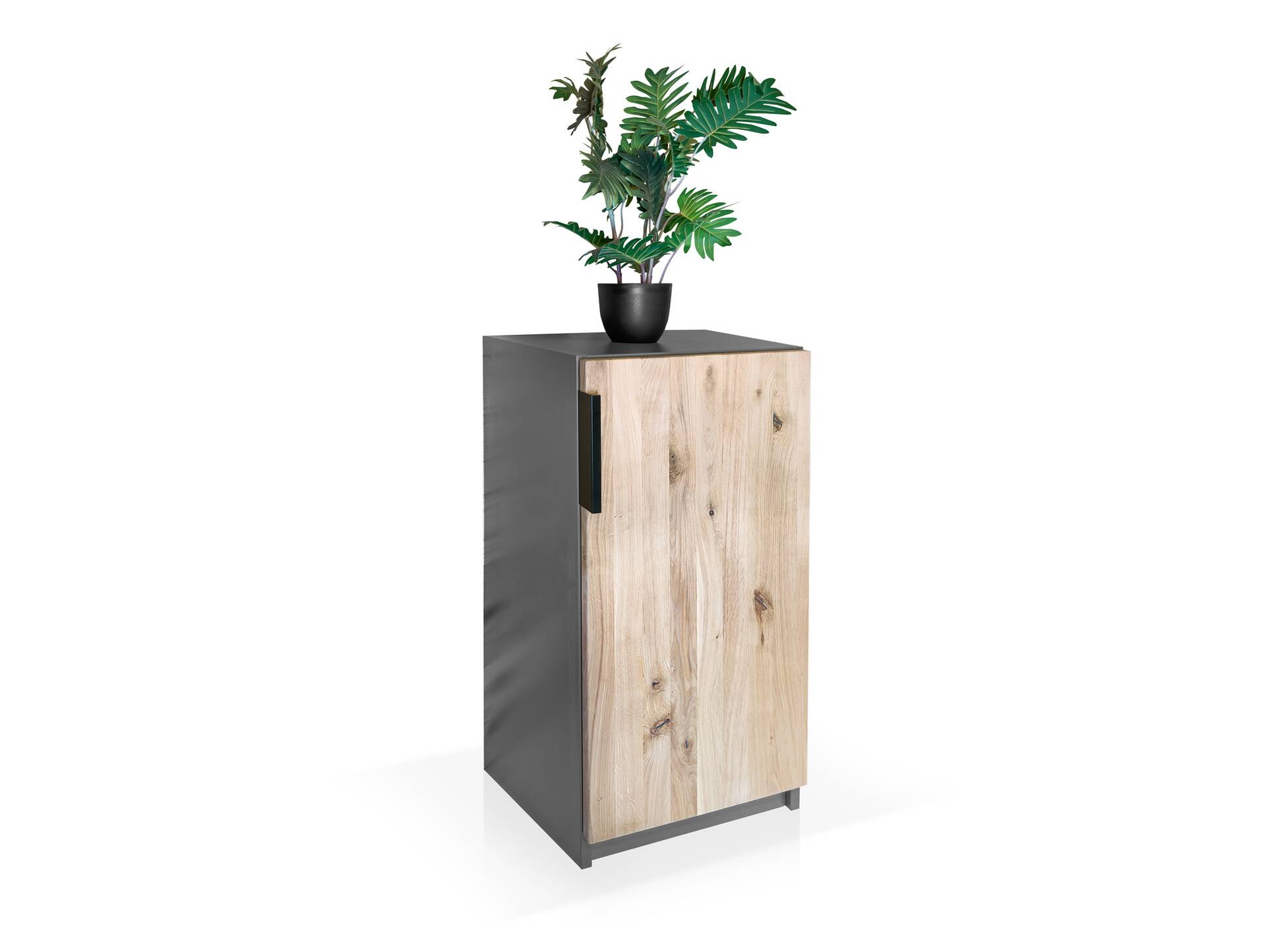 OFFICE OAK Aktenschrank I, Material teilmassiv, Eiche/graphitfarbig Türanschlag rechts