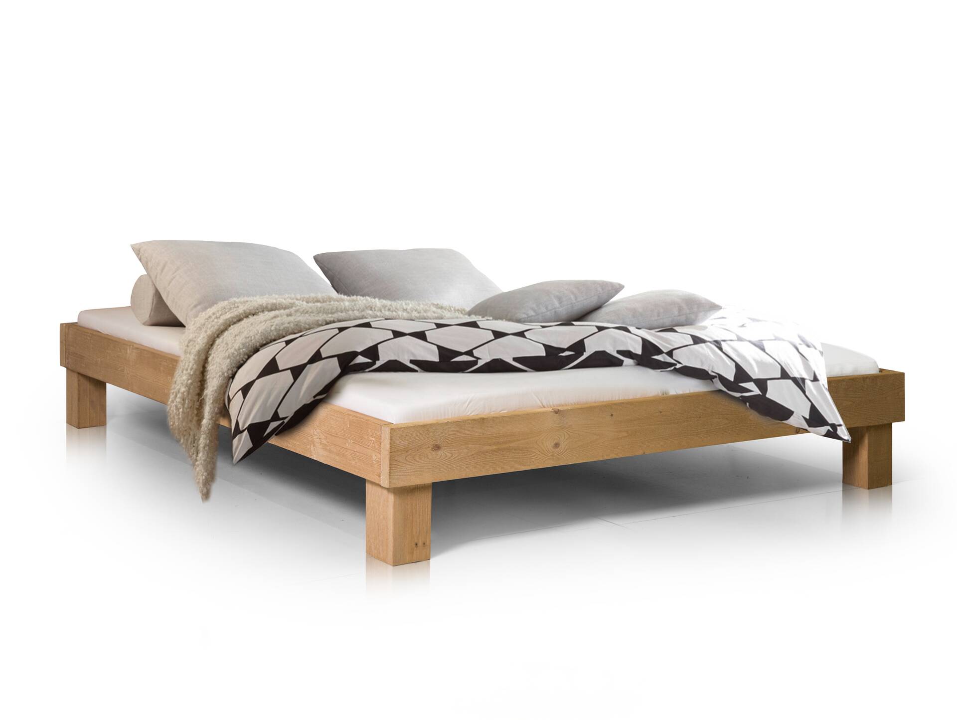 PUMBA Massivholzbett ohne Kopfteil, Material Massivholz, Fichte 140 x 200 cm | eichefarbig | Standardhöhe