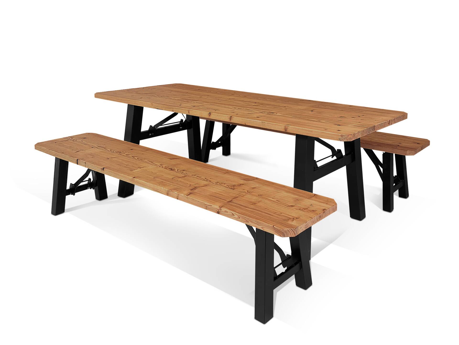 TEGERNSEE Gartengarnitur - höhenverstellbar, rustikale Altholzoptik, Material Massivholz/Metall, Thermo-Fichte 200 x 60 cm | Innenbereich | ohne Rückenlehne