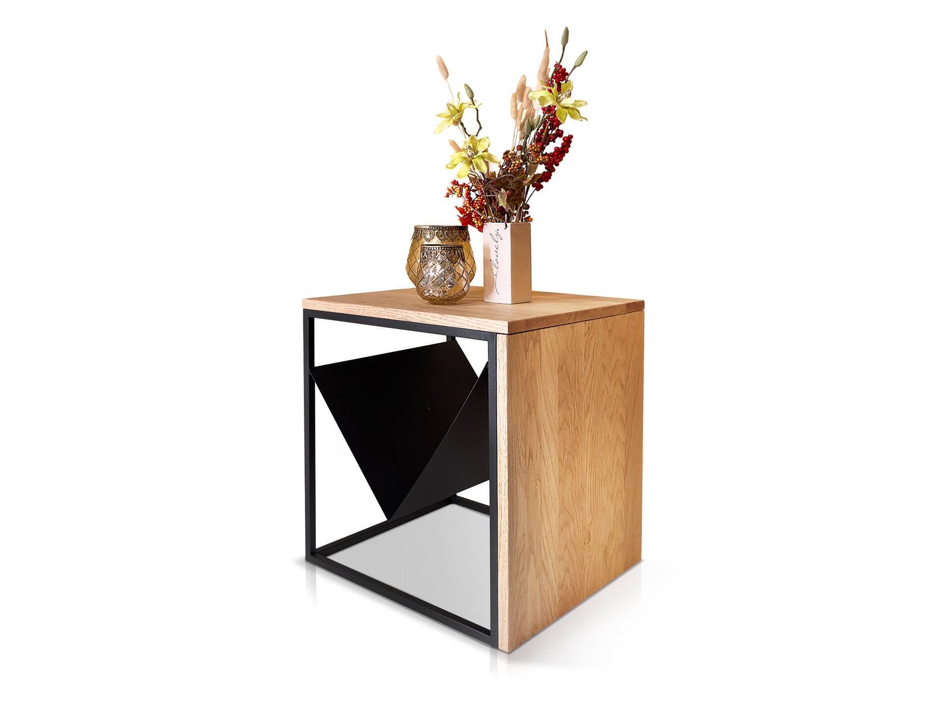 UMERO Couchtisch, Material Massivholz/Metall, Eiche geölt/schwarz 