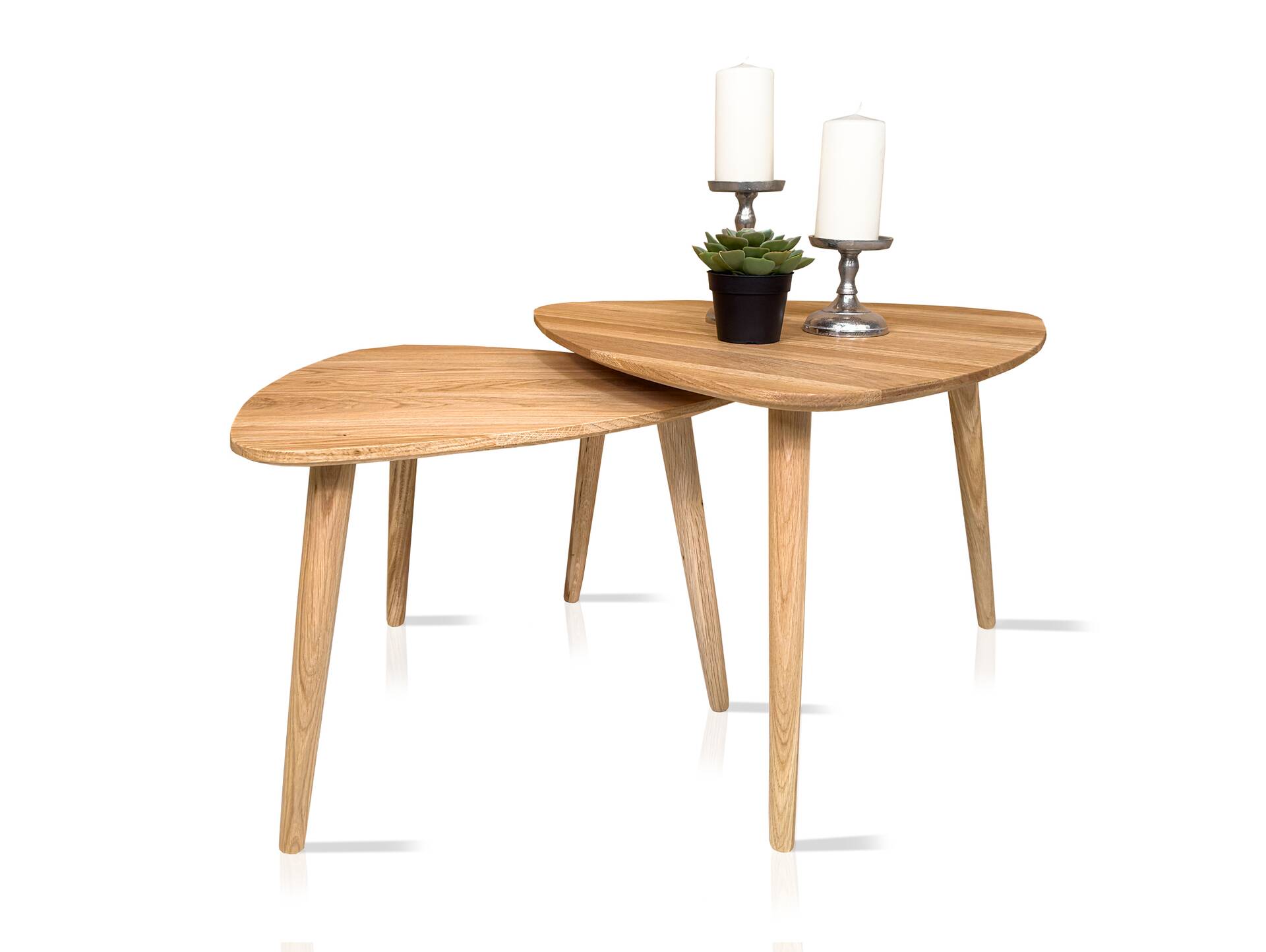 VELIA 2-er Set Couchtische, Material Massivholz, Eiche geölt 