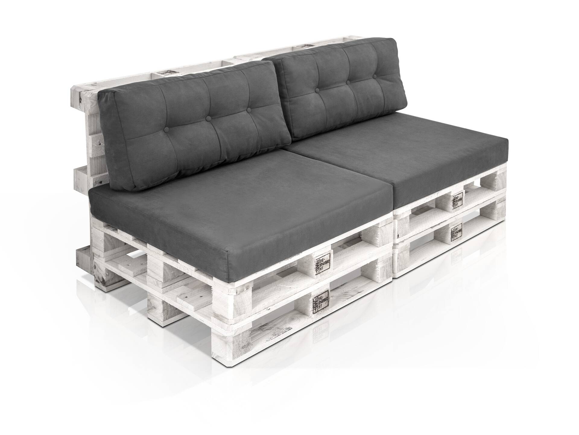 PALETTI 2-Sitzer Sofa aus Paletten weiss lackiert 