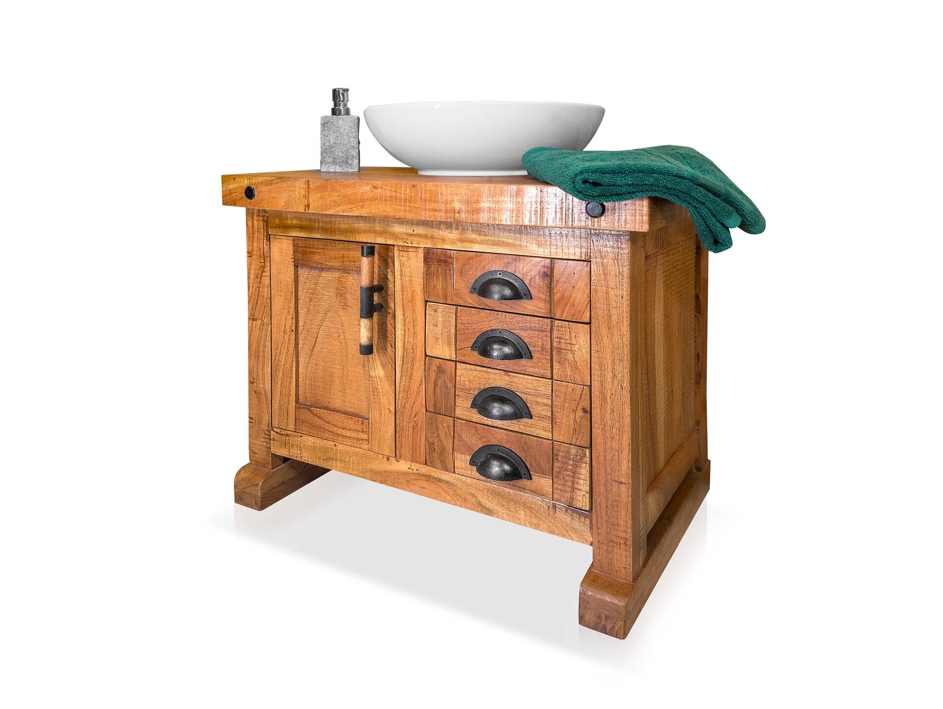 WINCHESTER Waschbeckenunterschrank I, Material Massivholz, Mango rustikal 