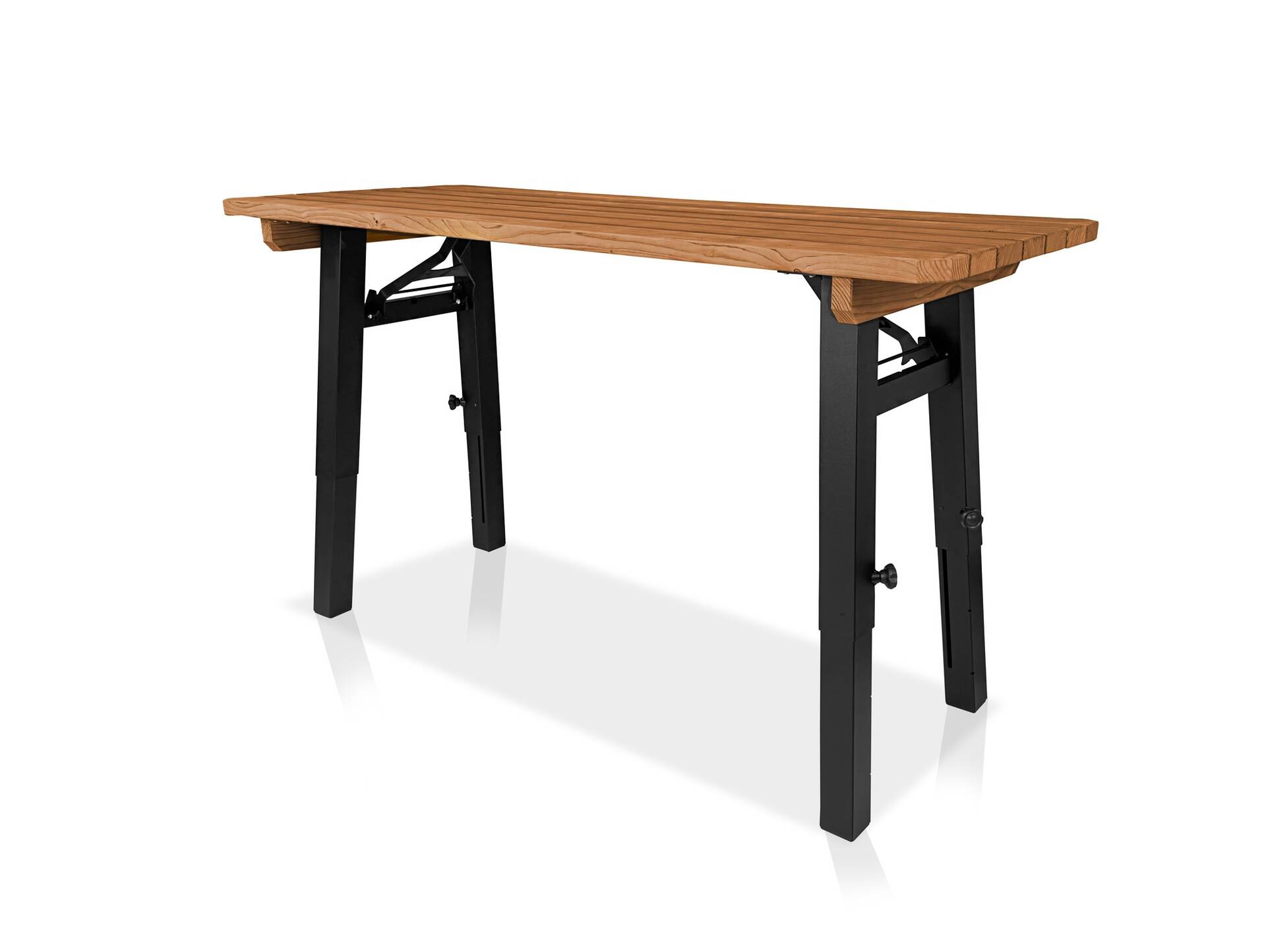 Ammersee Gartentisch - höhenverstellbar, rustikale Altholzoptik, Material Massivholz/Metall, Thermo-Fichte 200 x 60 cm | Außenbereich
