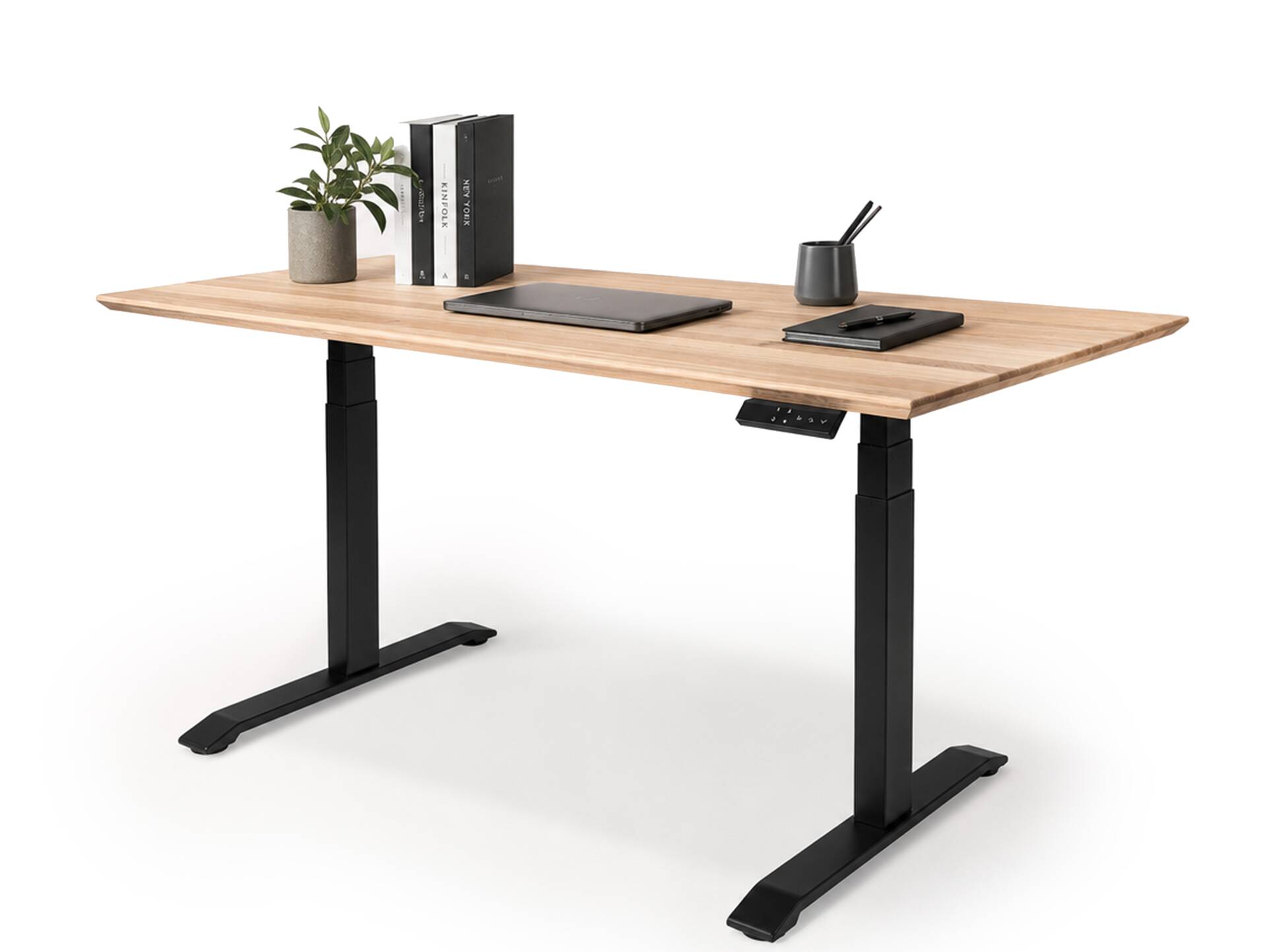 OFFICE OAK elektrisch höhenverstellbarer Schreibtisch 160x80 cm, Material Massivholz, Eiche geölt 