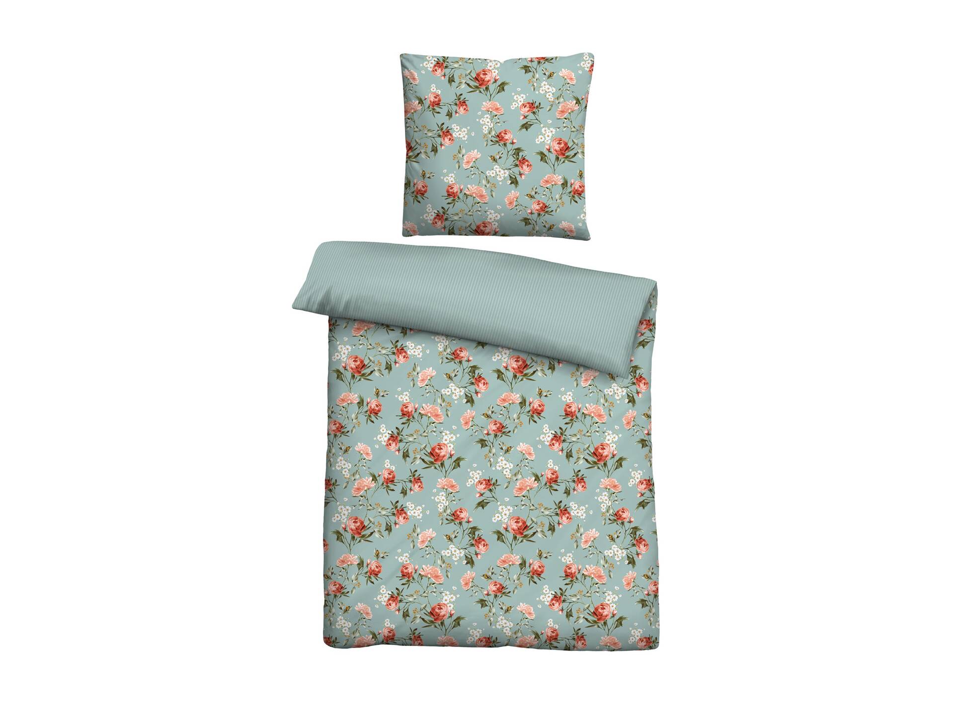 Baumwoll-Renforce Bettwäsche 135x200+80x80 cyan 