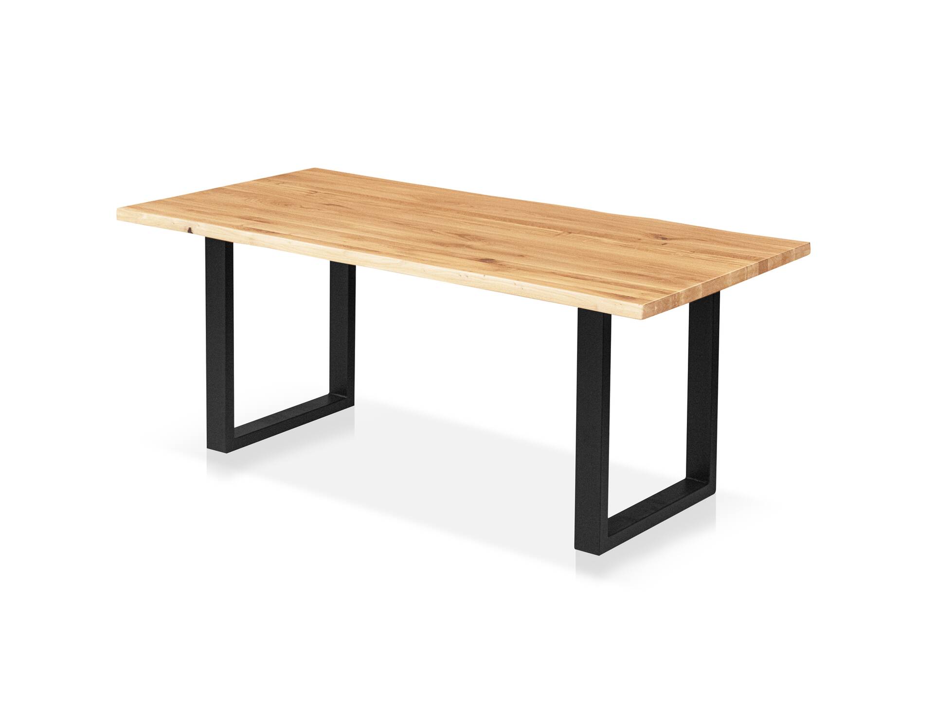 DAYTONA Esstisch II mit Baumkante, Material Massivholz Eiche / Gestell Metall schwarz pulverbeschichtet 140 x 90 cm