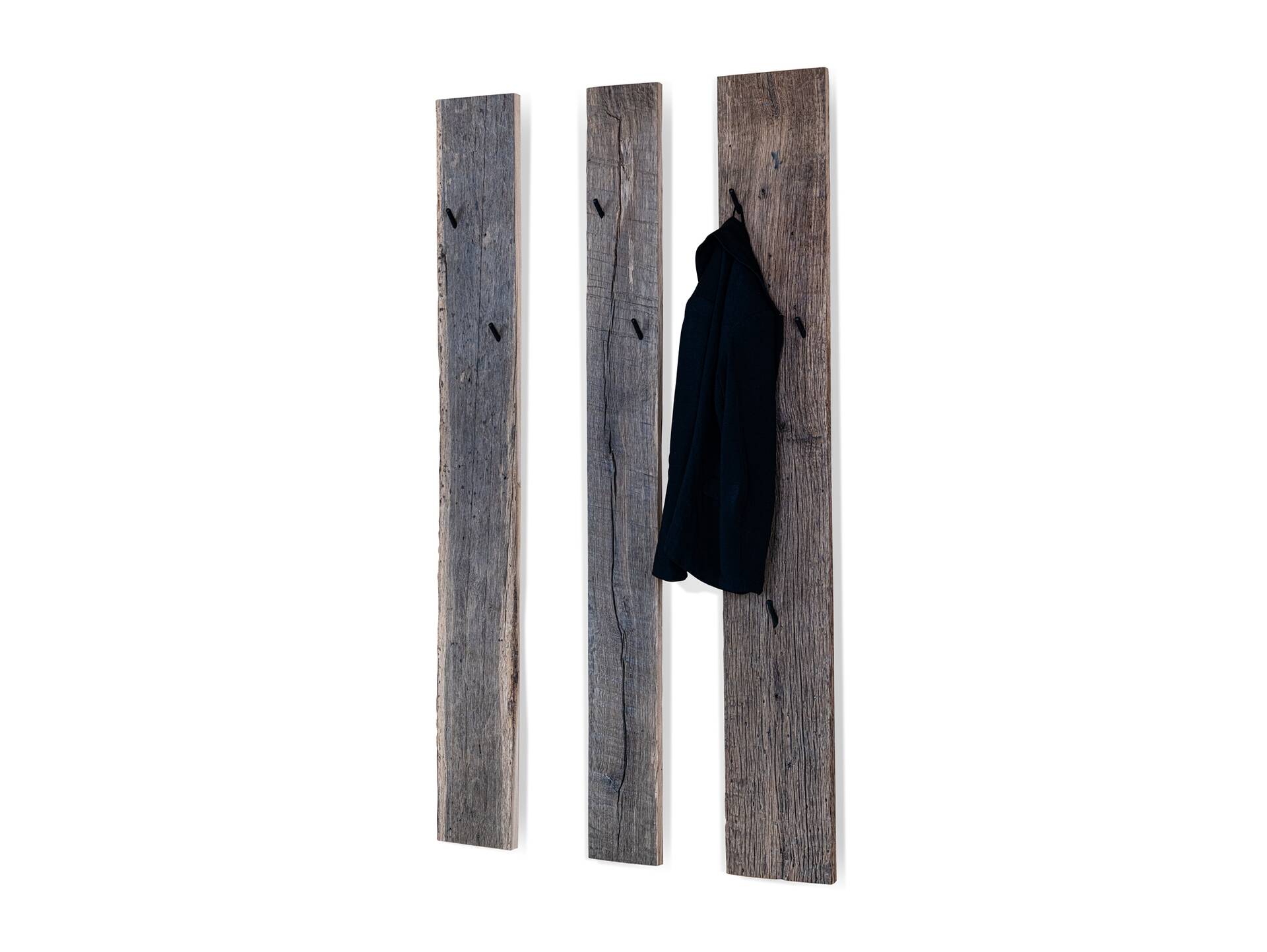 3er Set Garderobenleisten , Material Massivholz, Eiche Altholz 