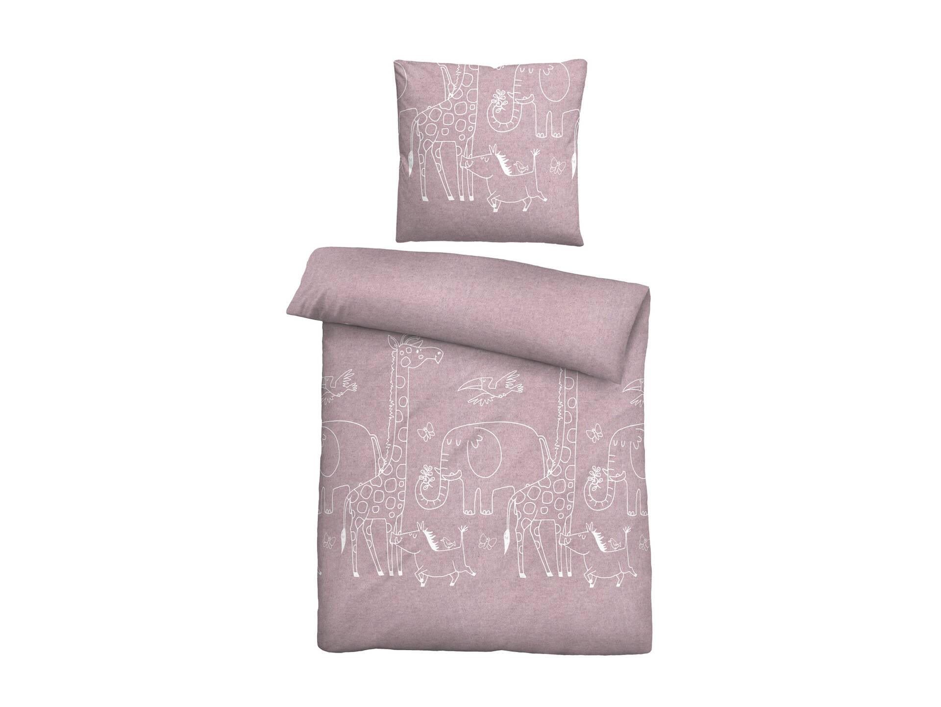 BIBERNA KIDS Melange Flanell Bettwäsche 100x135+40x60 brombeer