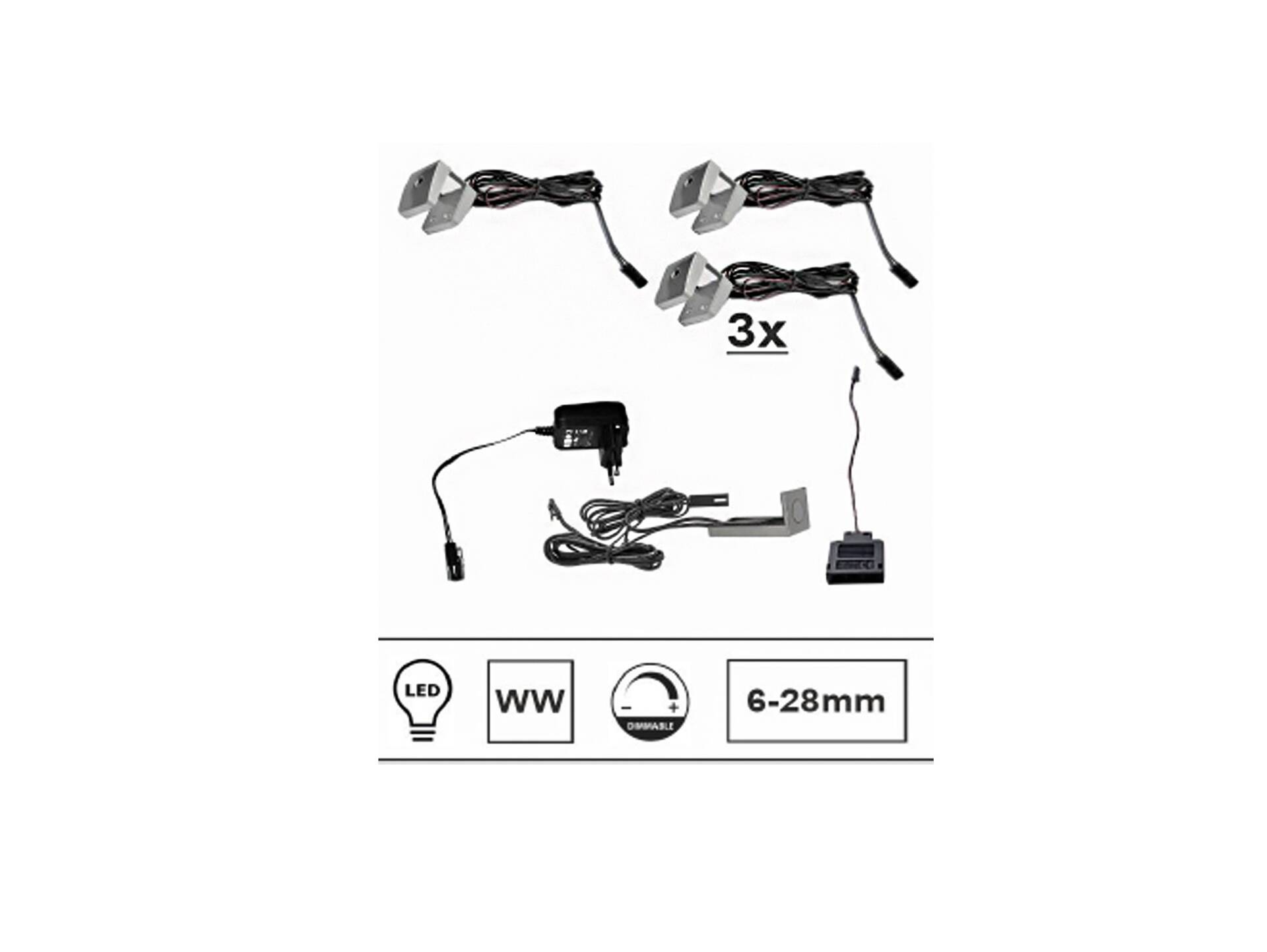 3er-Set LED-Beleuchtung, warmweiss 
