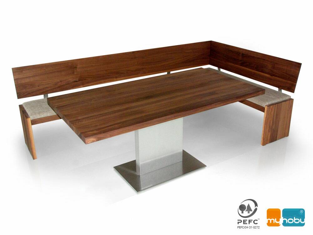 BUENA Säulentisch/Esszimmertisch nach Maß, Material Massivholz/Edelstahl 