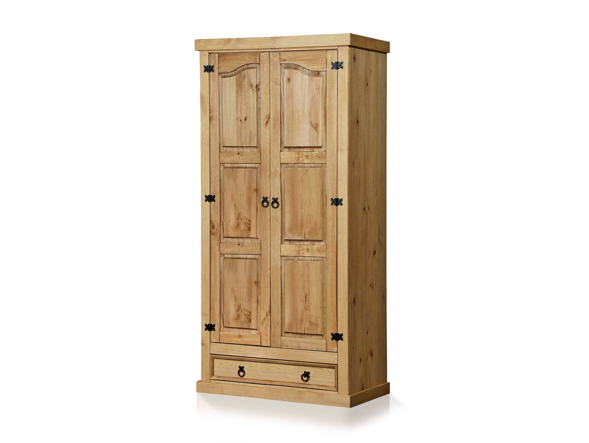 CORTON Kleiderschrank, Material Massivholz, Kiefer gewachst Honigfarbig | 2-türig