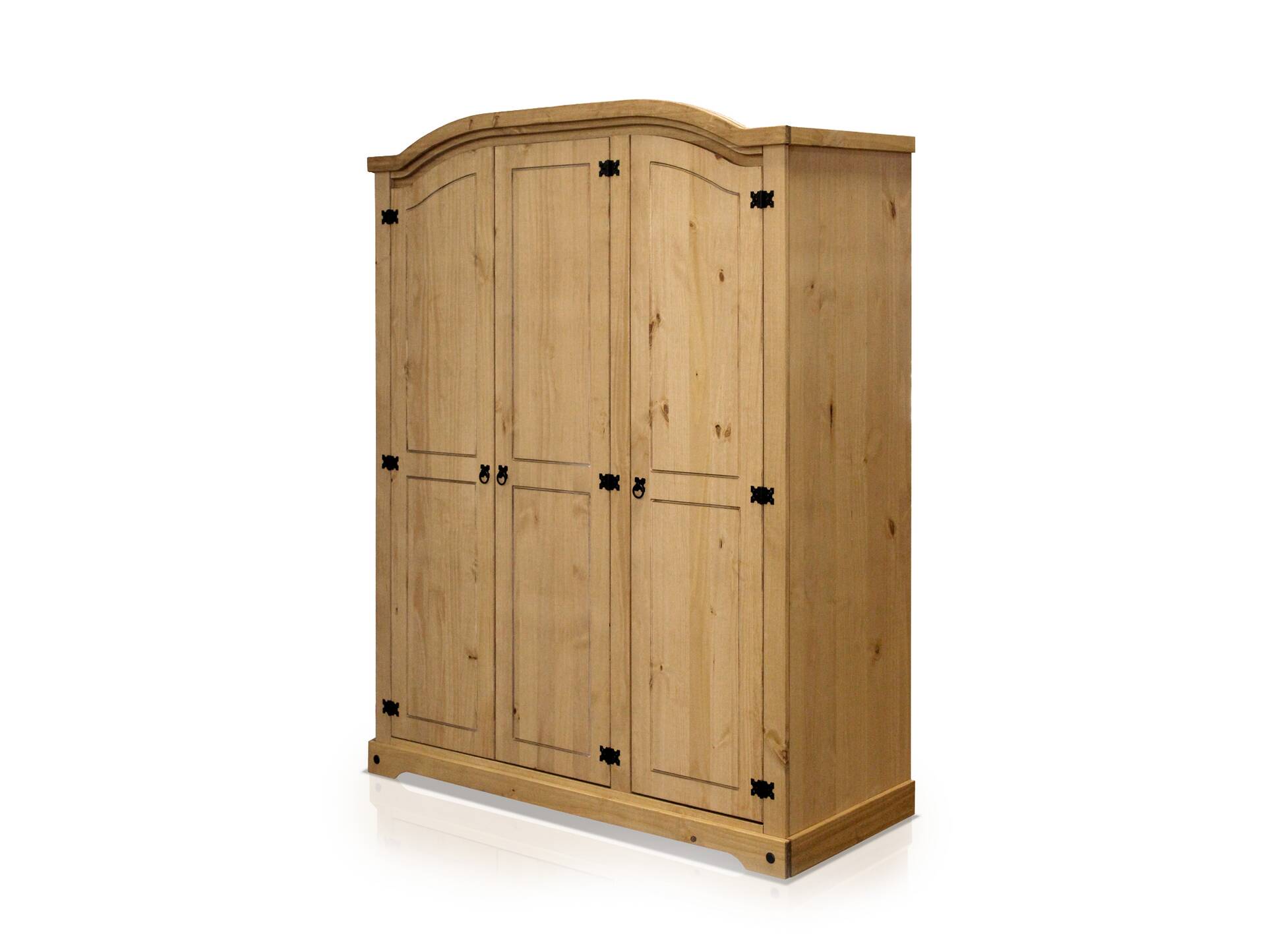 TURANO Kleiderschrank, Material Massivholz, Kiefer honigfarbig gewachst 3-türig