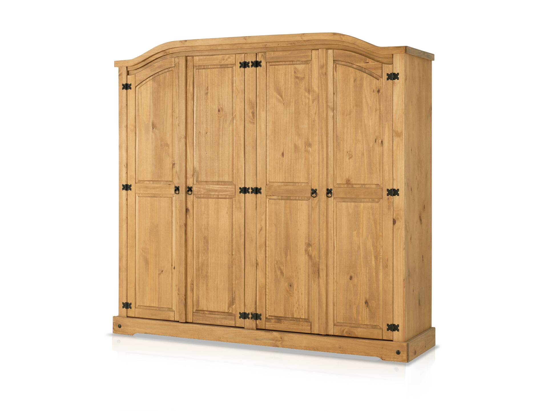 TURANO Kleiderschrank, Material Massivholz, Kiefer honigfarbig gewachst 4-türig