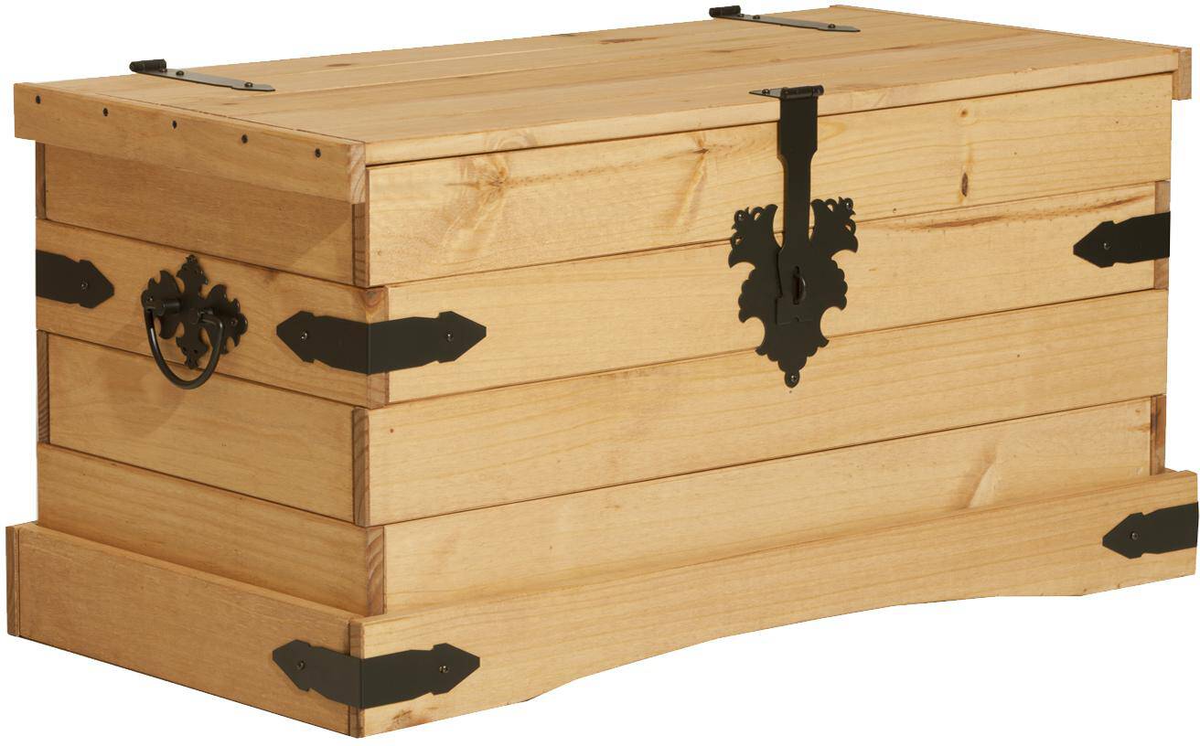 CORTON Truhe, Material Massivholz Kiefer gewachst Honigfarbig