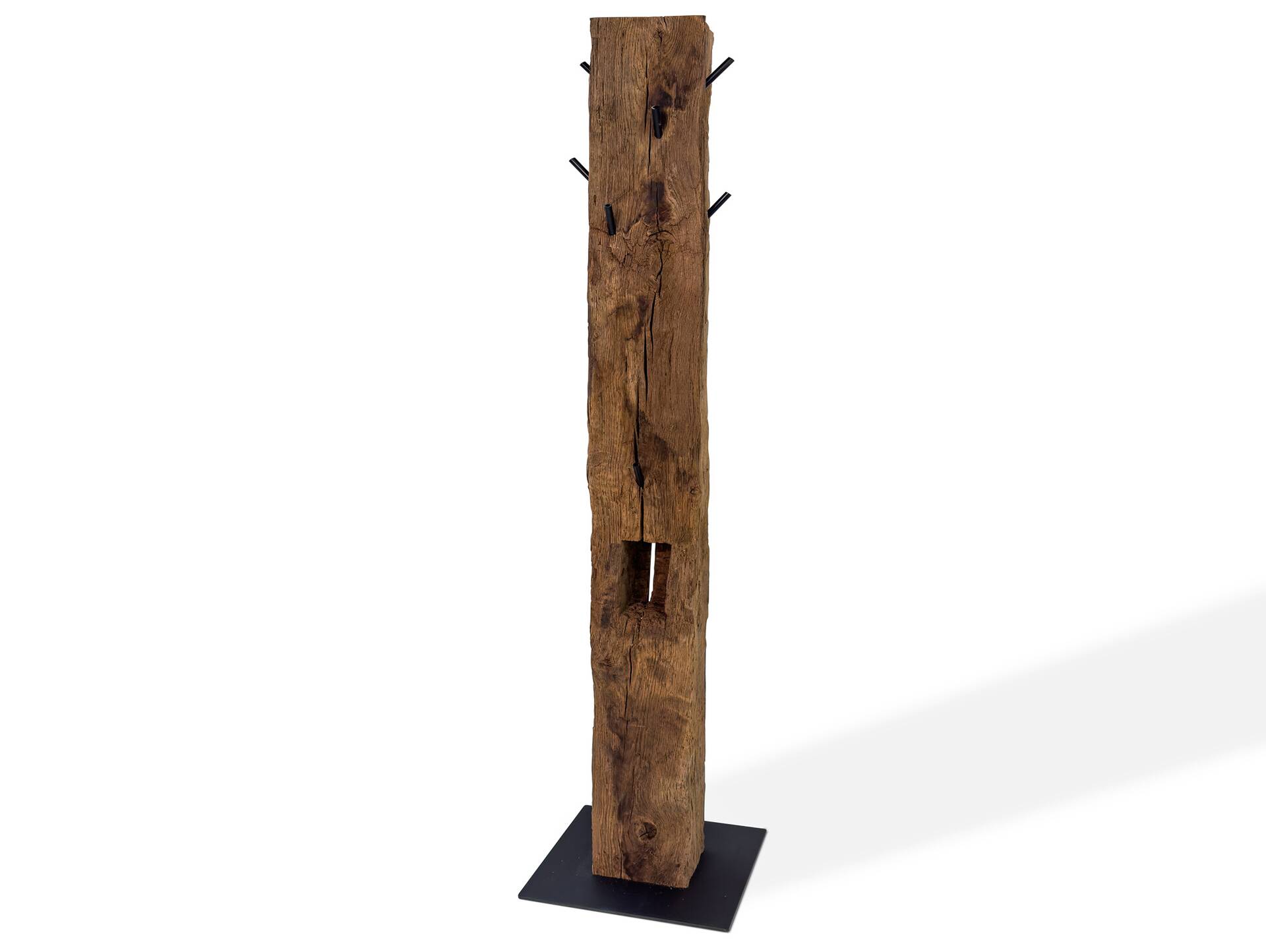 Garderobenständer aus Eiche-Altholz, Material Massivholz, rustikale Strukturoberfläche 150 cm