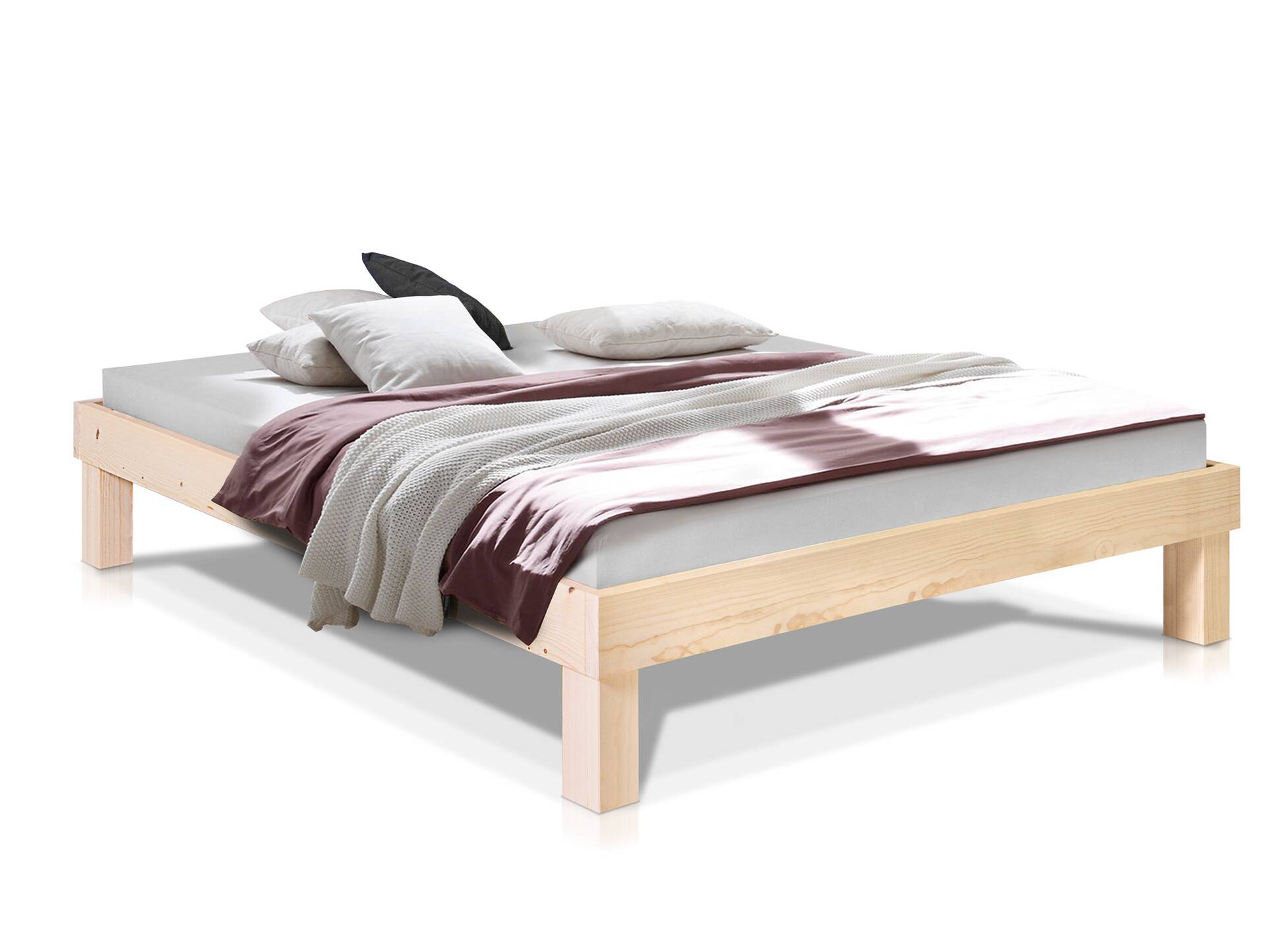 PUMBA Massivholzbett ohne Kopfteil, Material Massivholz, Fichte 160 x 200 cm | natur | Komforthöhe